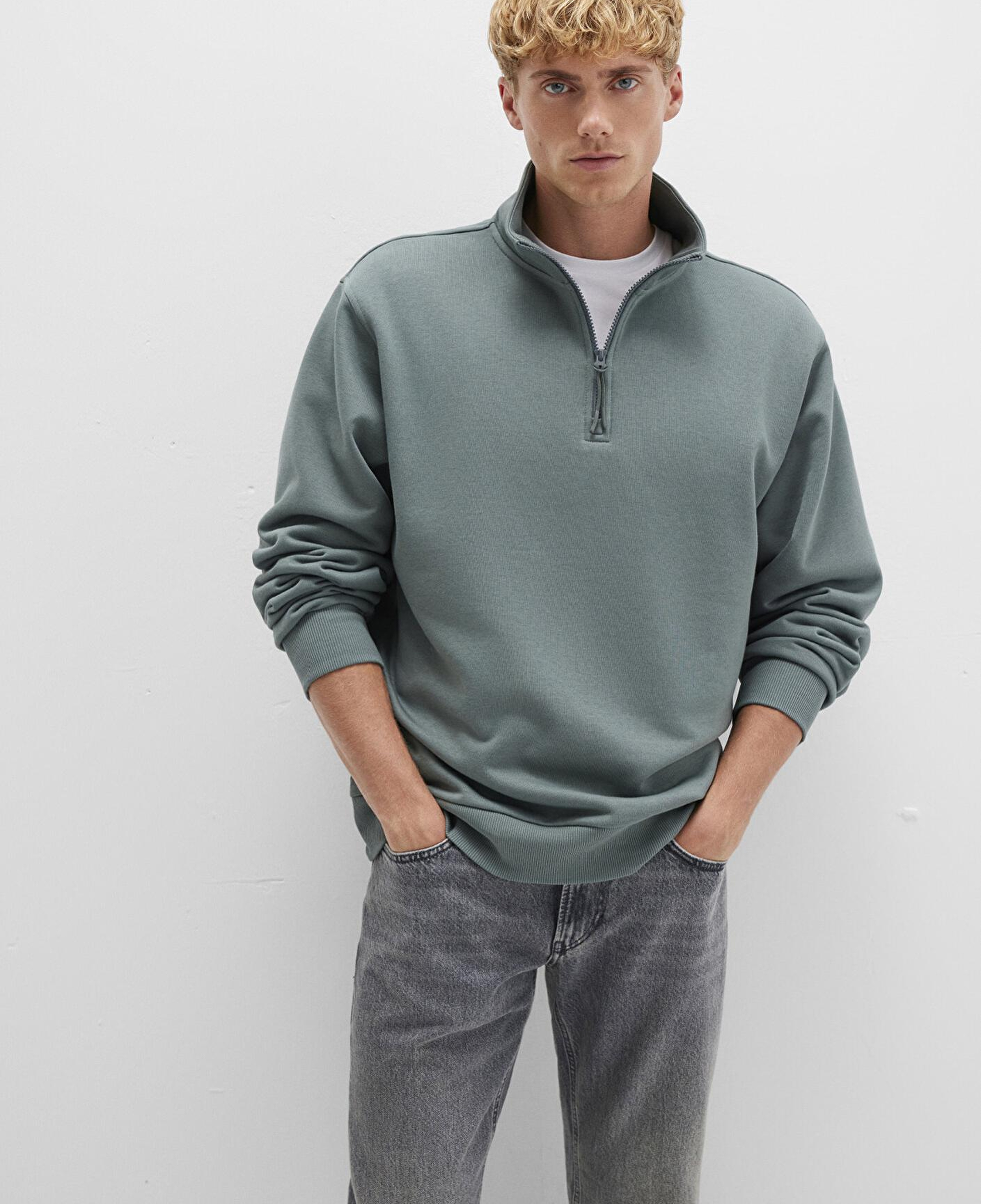 Mavi Yarı Fermuarlı Yeşil Basic Sweatshirt 0S10278-71577