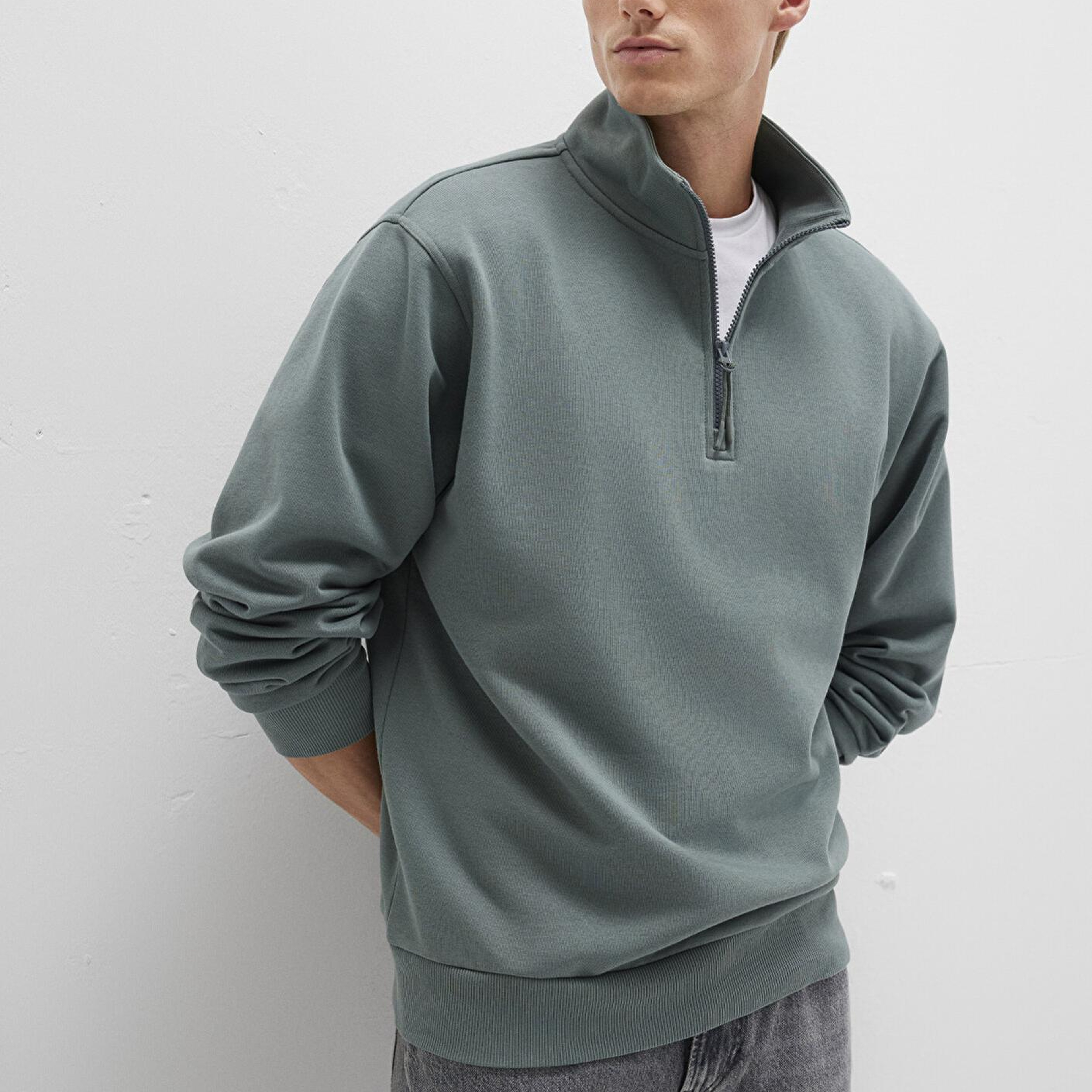 Mavi Yarı Fermuarlı Yeşil Basic Sweatshirt 0S10278-71577