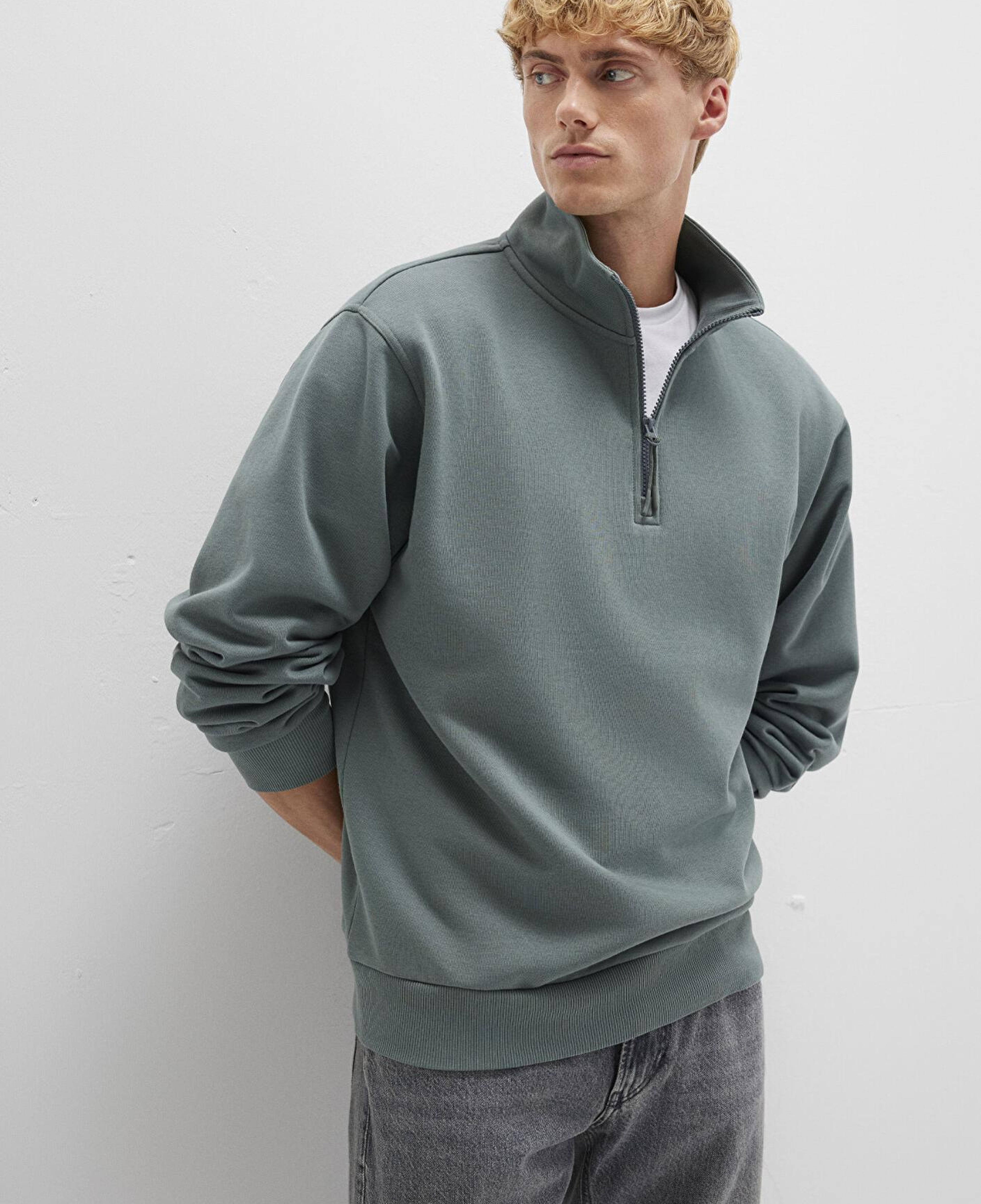 Mavi Yarı Fermuarlı Yeşil Basic Sweatshirt 0S10278-71577
