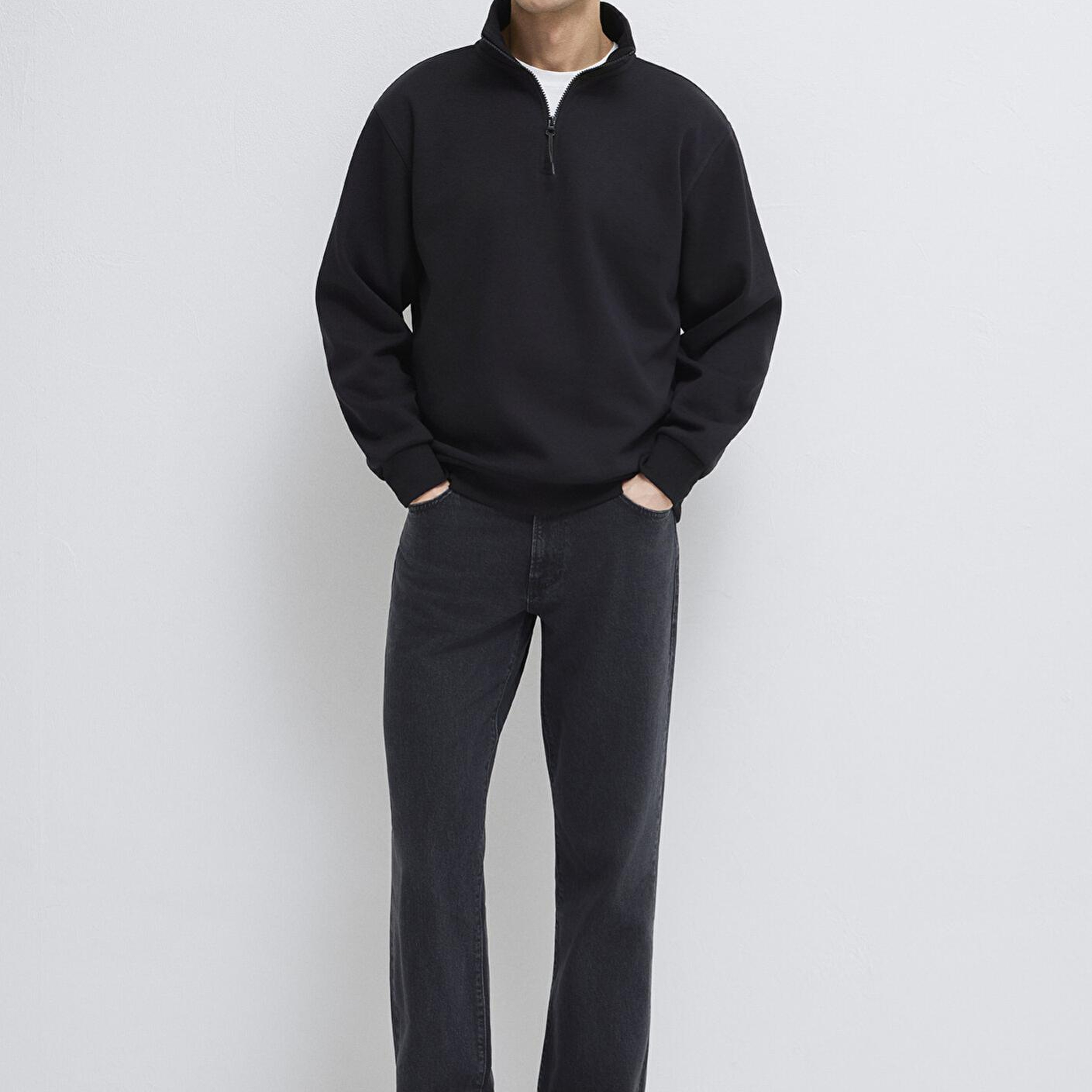 Mavi Yarı Fermuarlı Siyah Basic Sweatshirt 0S10278-900