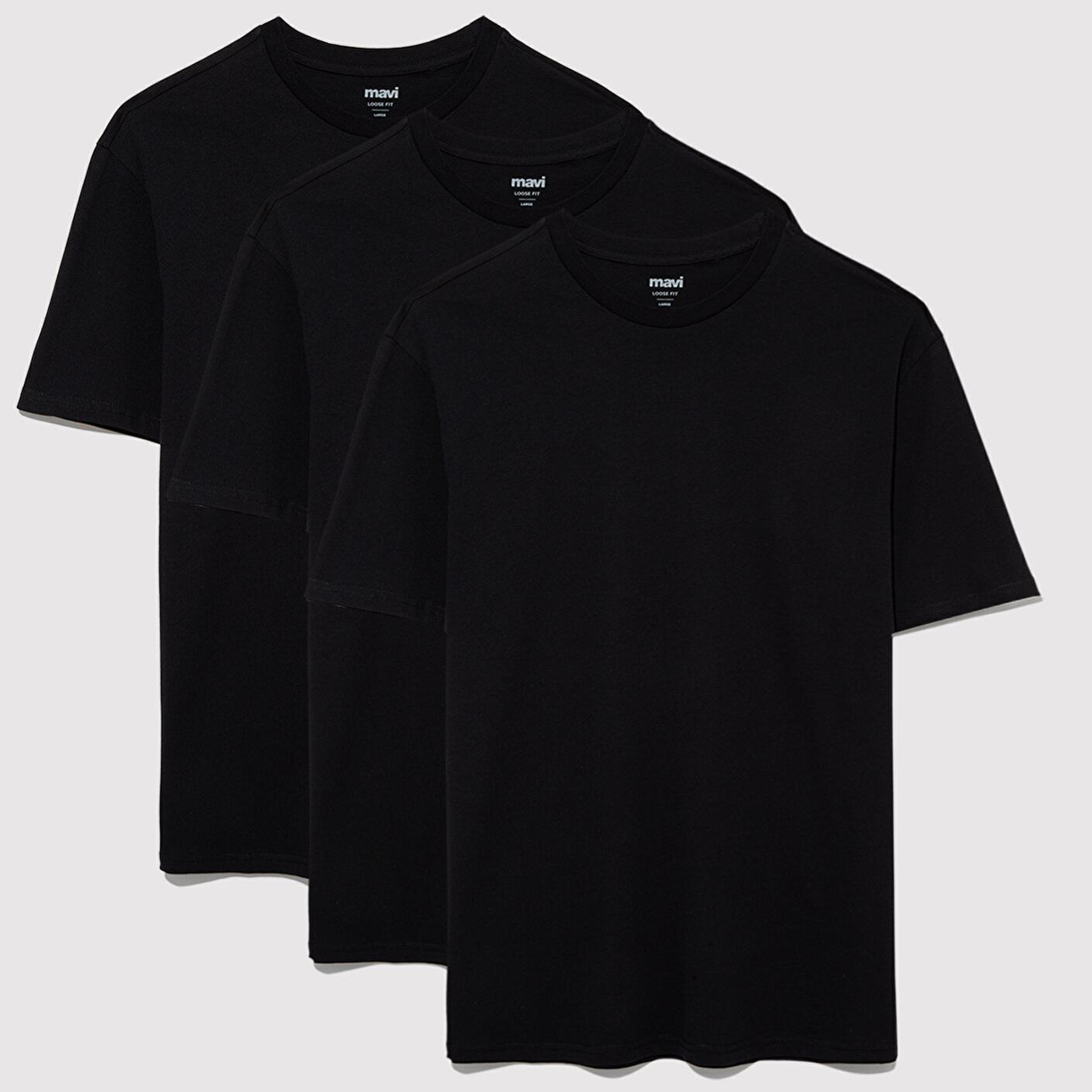 Mavi 3lü Erkek Basic Tişört Loose Fit / Bol Rahat Kesim 0612315-900