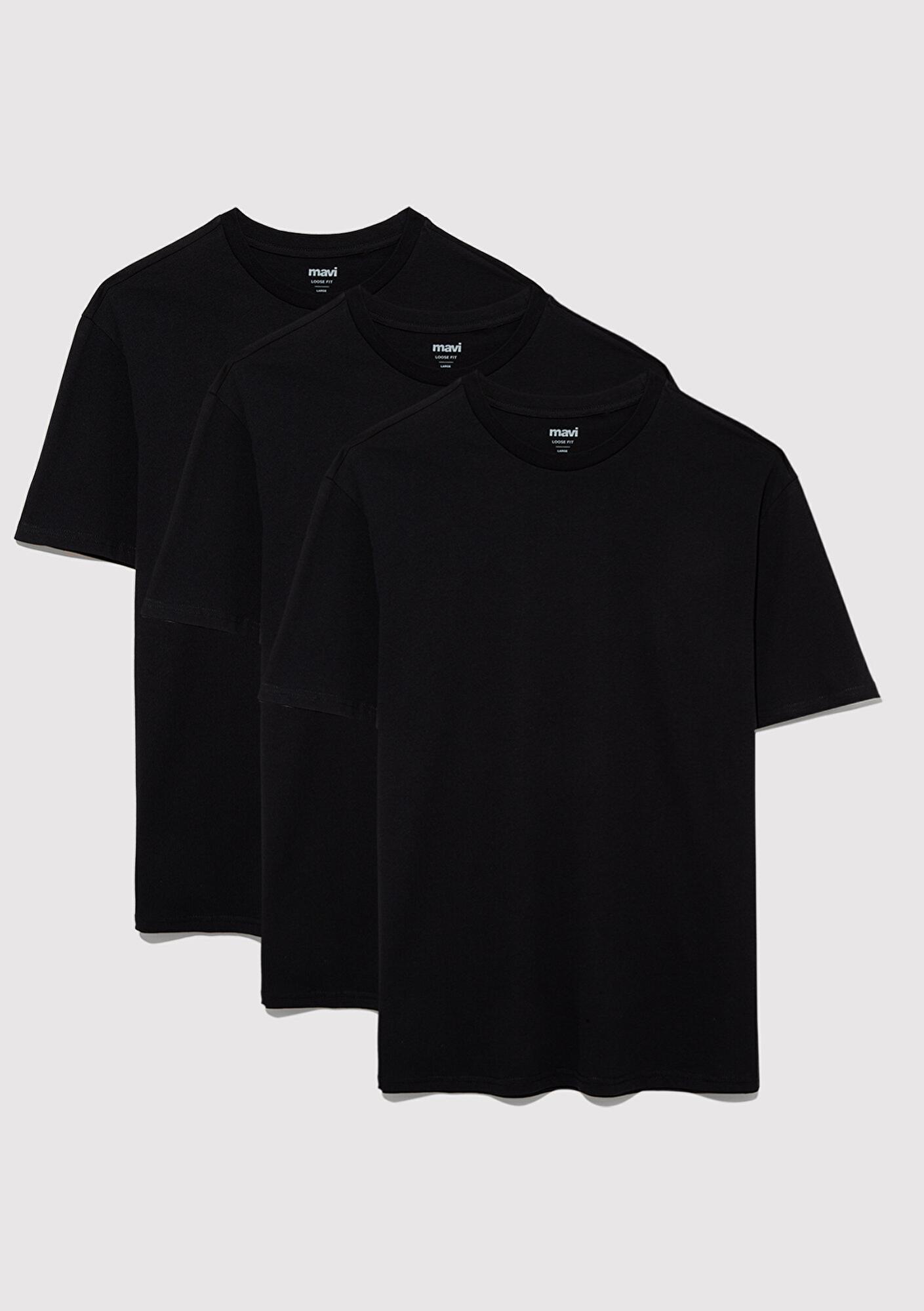 Mavi 3lü Erkek Basic Tişört Loose Fit / Bol Rahat Kesim 0612315-900