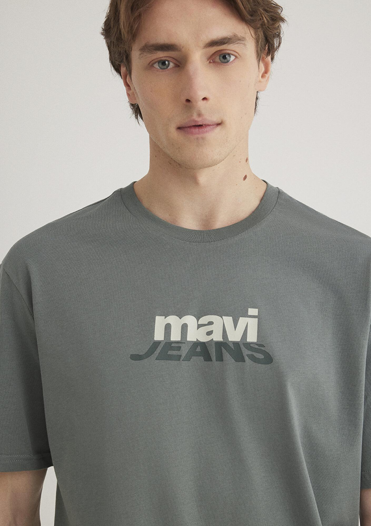 Mavi Mavi Logo Baskılı Yeşil Tişört Loose Fit / Bol Rahat Kesim 0612355-71577