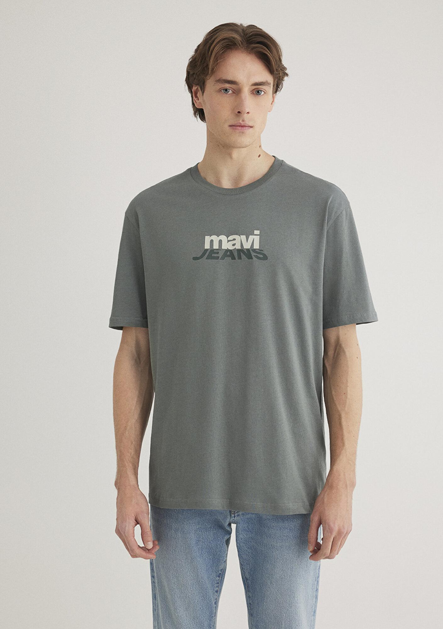 Mavi Mavi Logo Baskılı Yeşil Tişört Loose Fit / Bol Rahat Kesim 0612355-71577