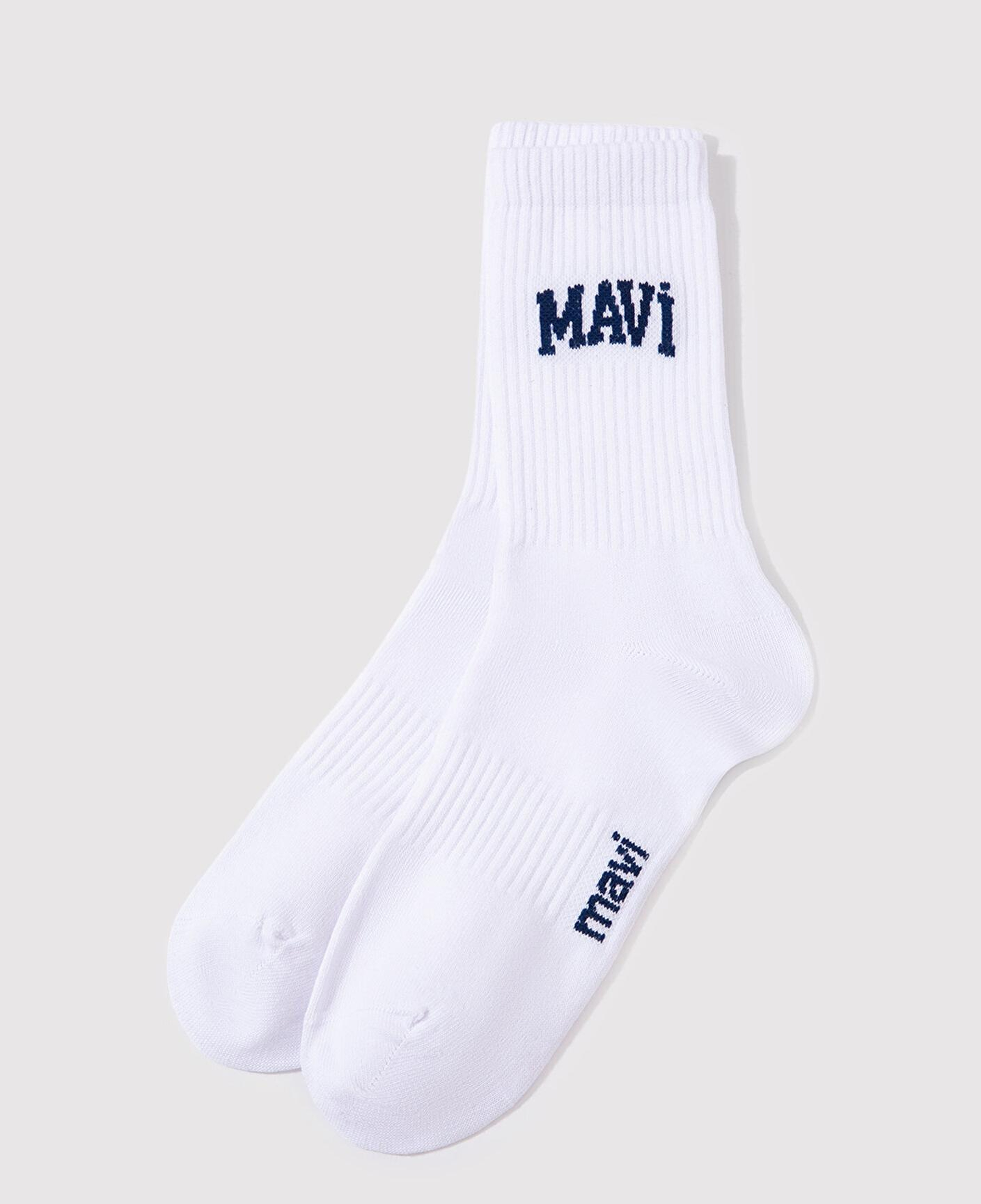 Mavi Mavi Logo Baskılı Beyaz Soket Çorap 0911160-28613