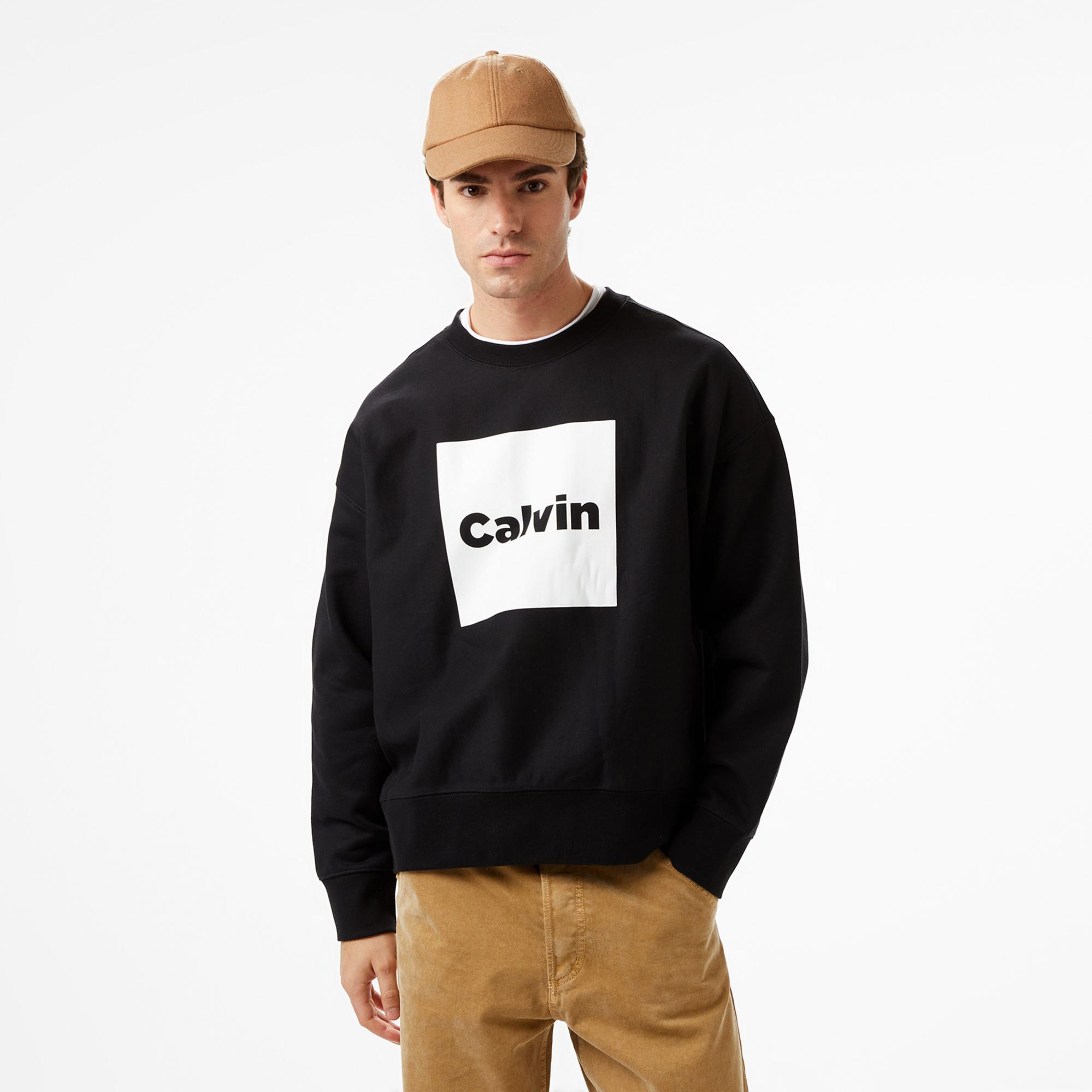 Calvin Klein Premium Fleece  Box  Erkek Siyah Sweatshirt
