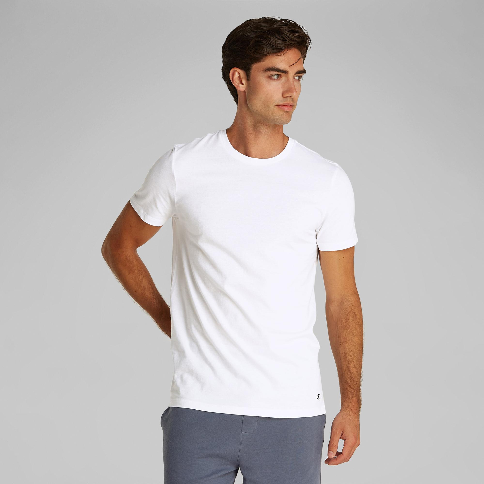 Calvin Klein Crew 3'lü Erkek Beyaz T-Shirt