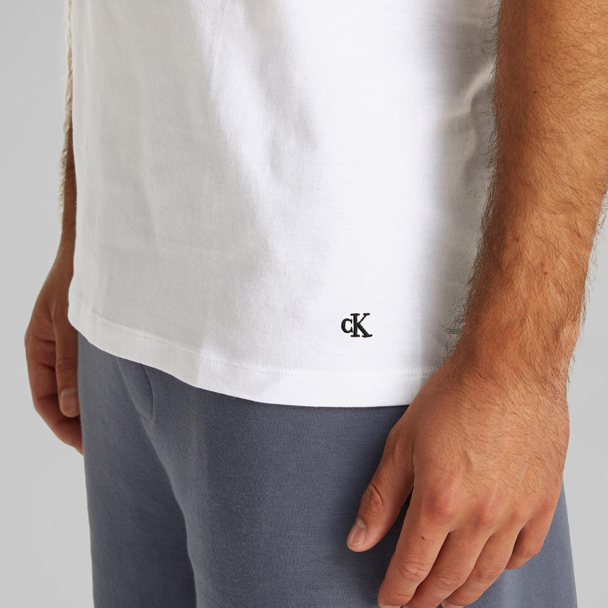 Calvin Klein Crew 3'lü Erkek Beyaz T-Shirt