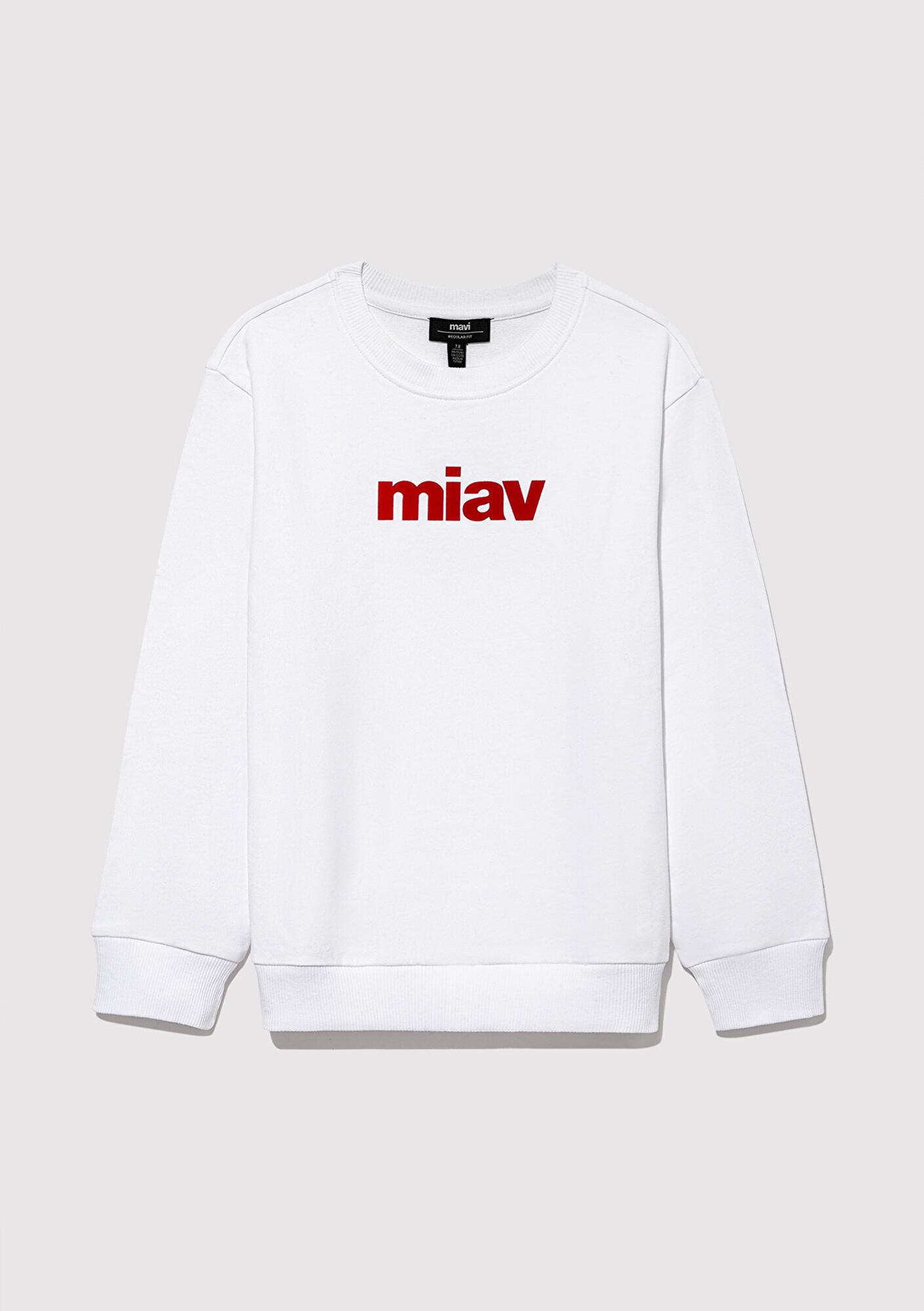 Mavi Kırmızı Miav Baskılı Beyaz Çocuk Sweatshirt 6610031-602