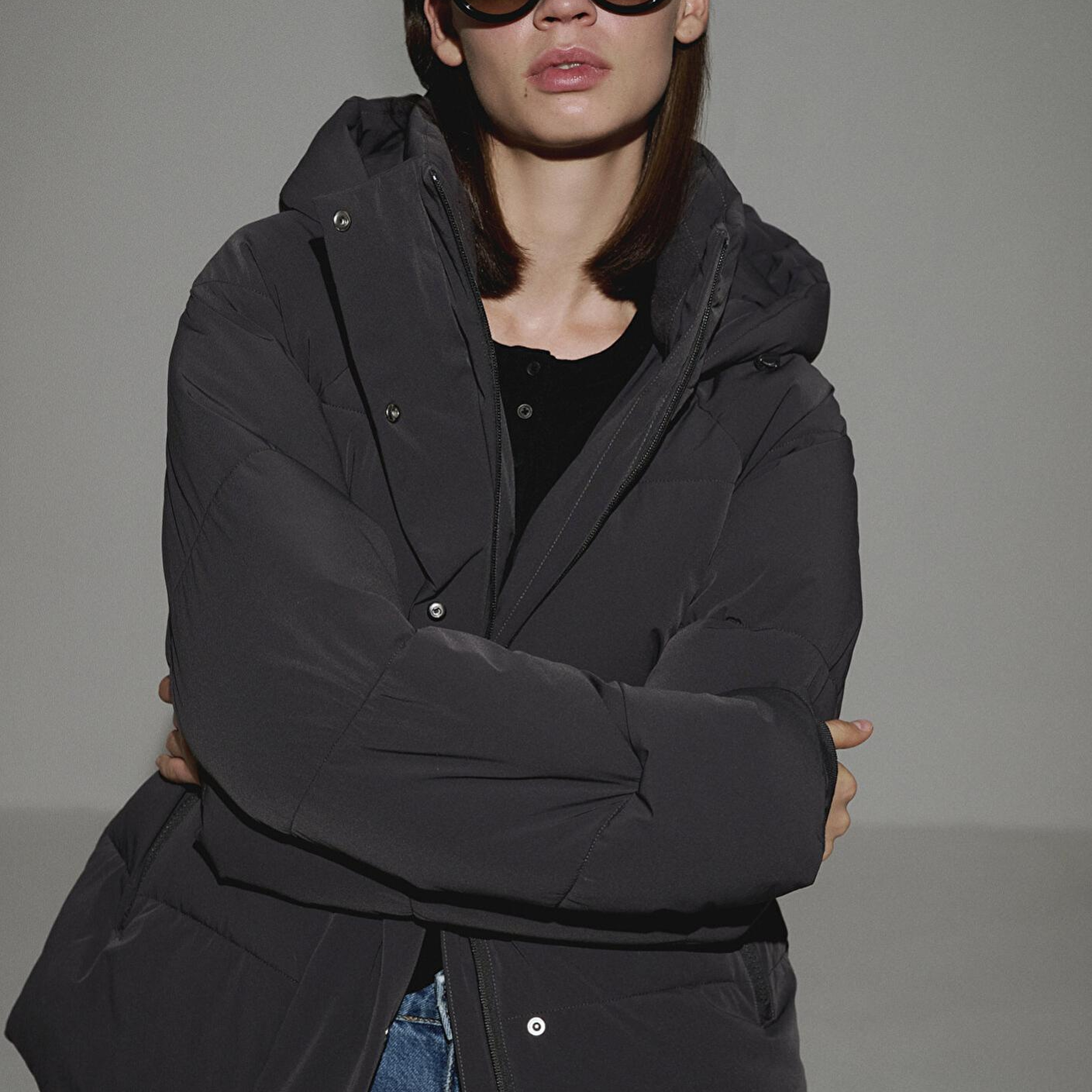 Mavi Kapüşonlu Antrasit Şişme Mont 1110225-80106