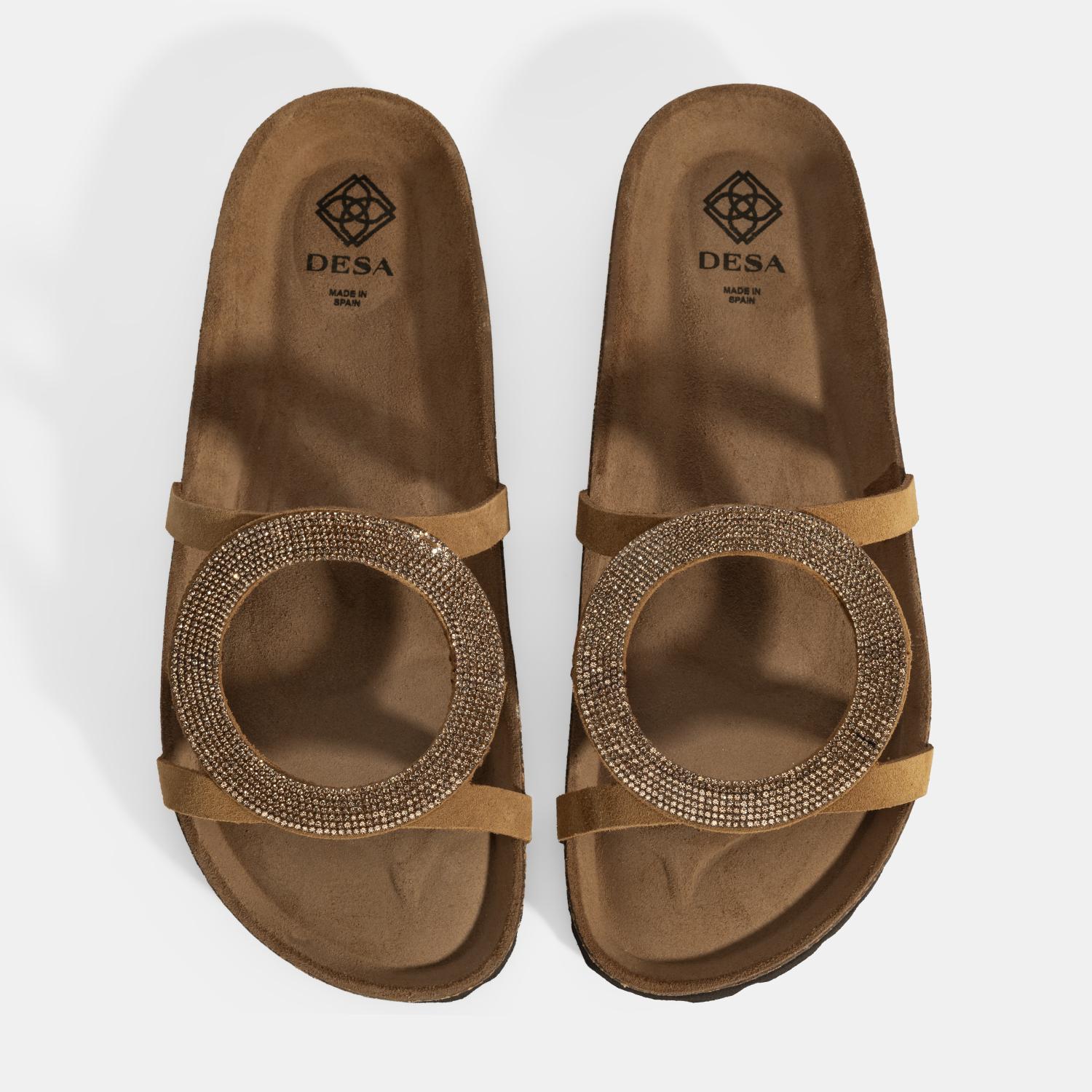 Kadın Taba Taş Detaylı Süet Terlik