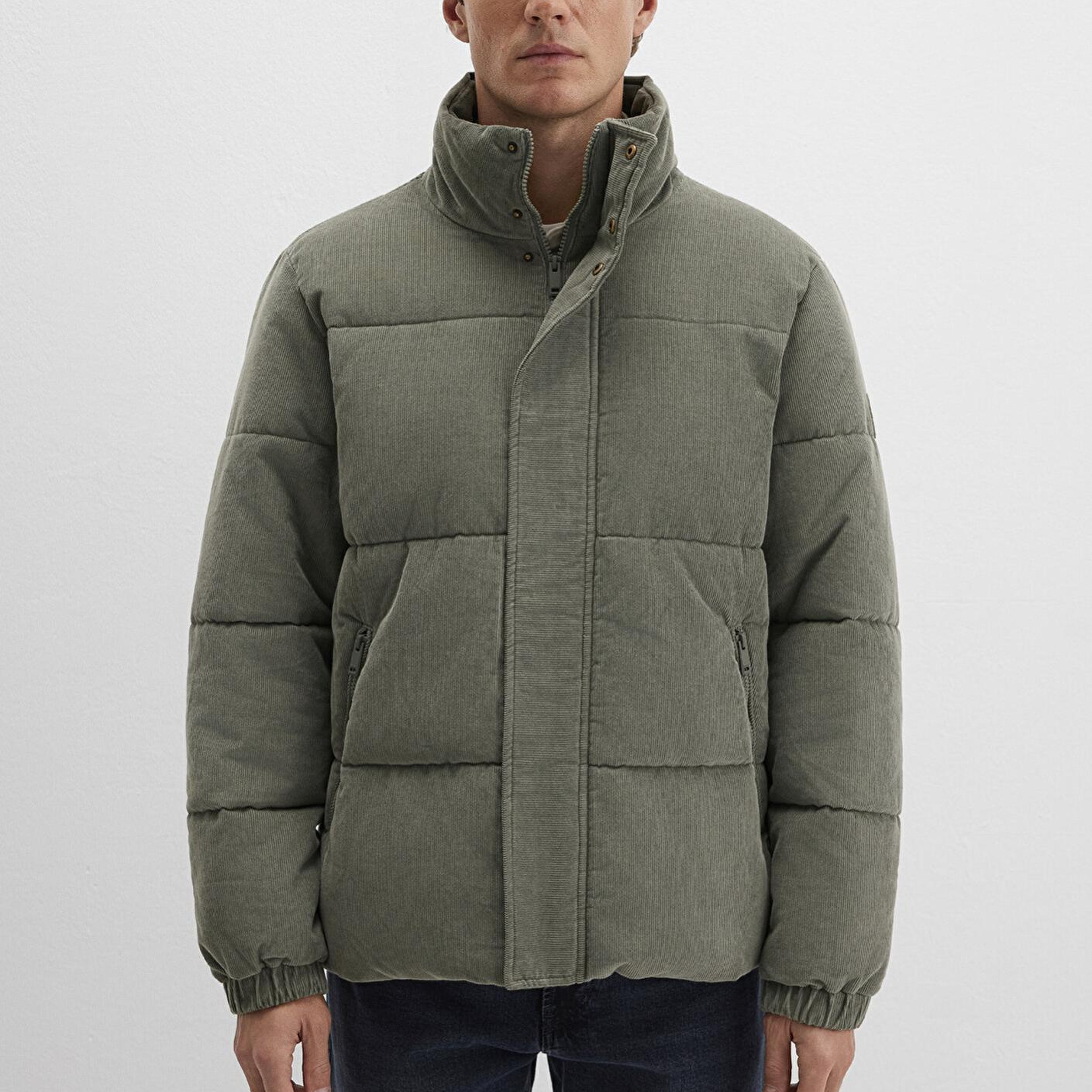 Mavi Dik Yaka Yeşil Kadife Ceket Loose Fit / Bol Rahat Kesim 0110476-85485