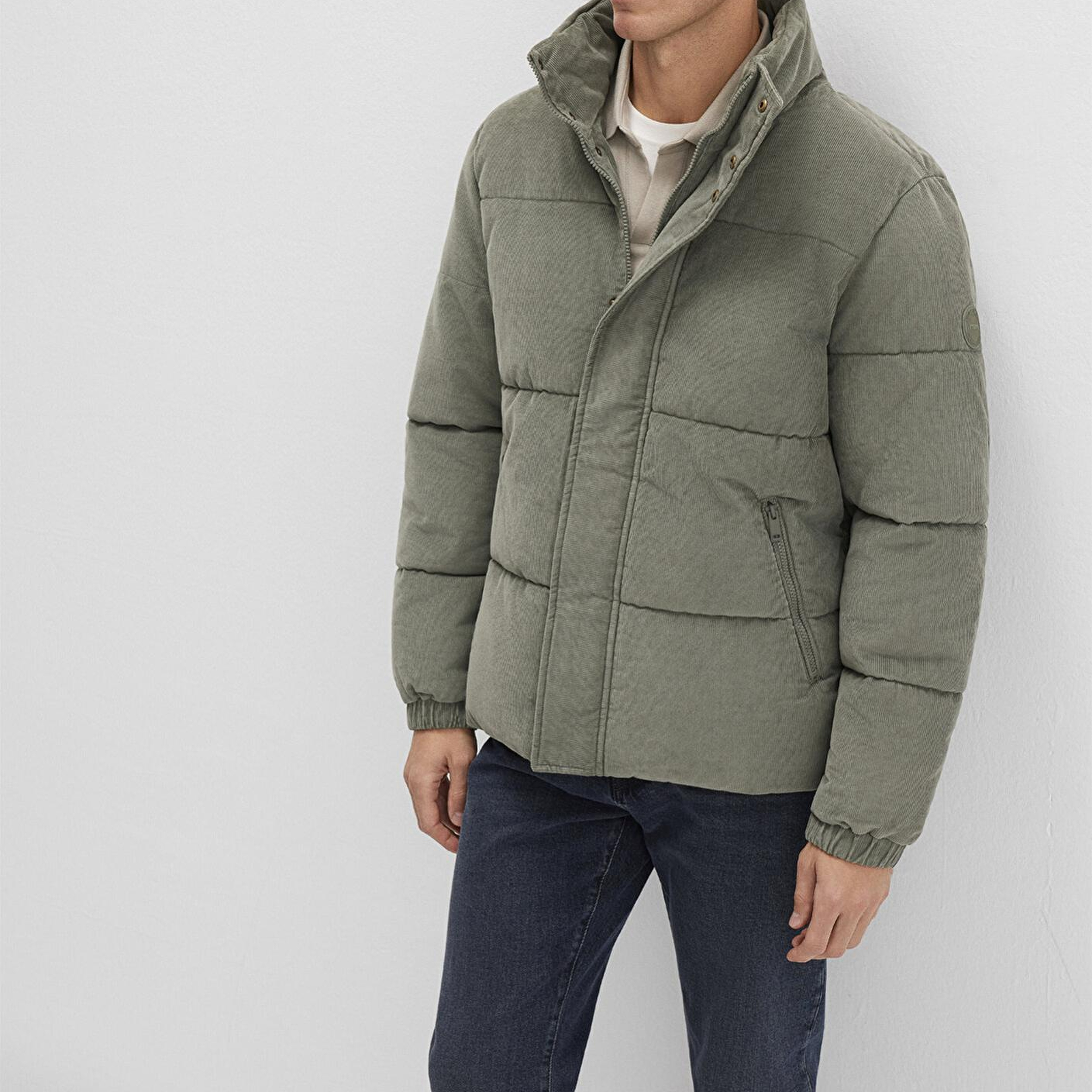 Mavi Dik Yaka Yeşil Kadife Ceket Loose Fit / Bol Rahat Kesim 0110476-85485