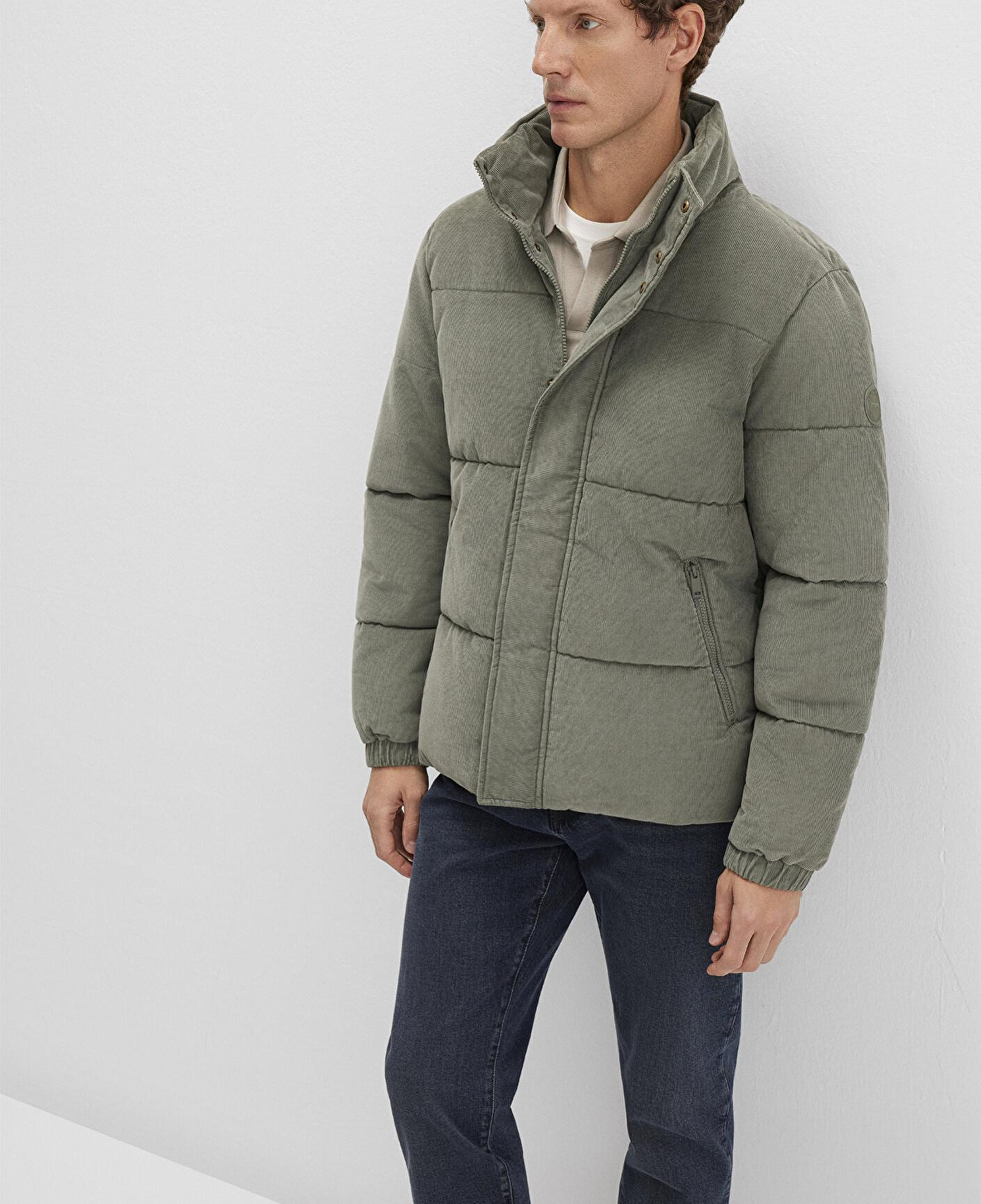 Mavi Dik Yaka Yeşil Kadife Ceket Loose Fit / Bol Rahat Kesim 0110476-85485