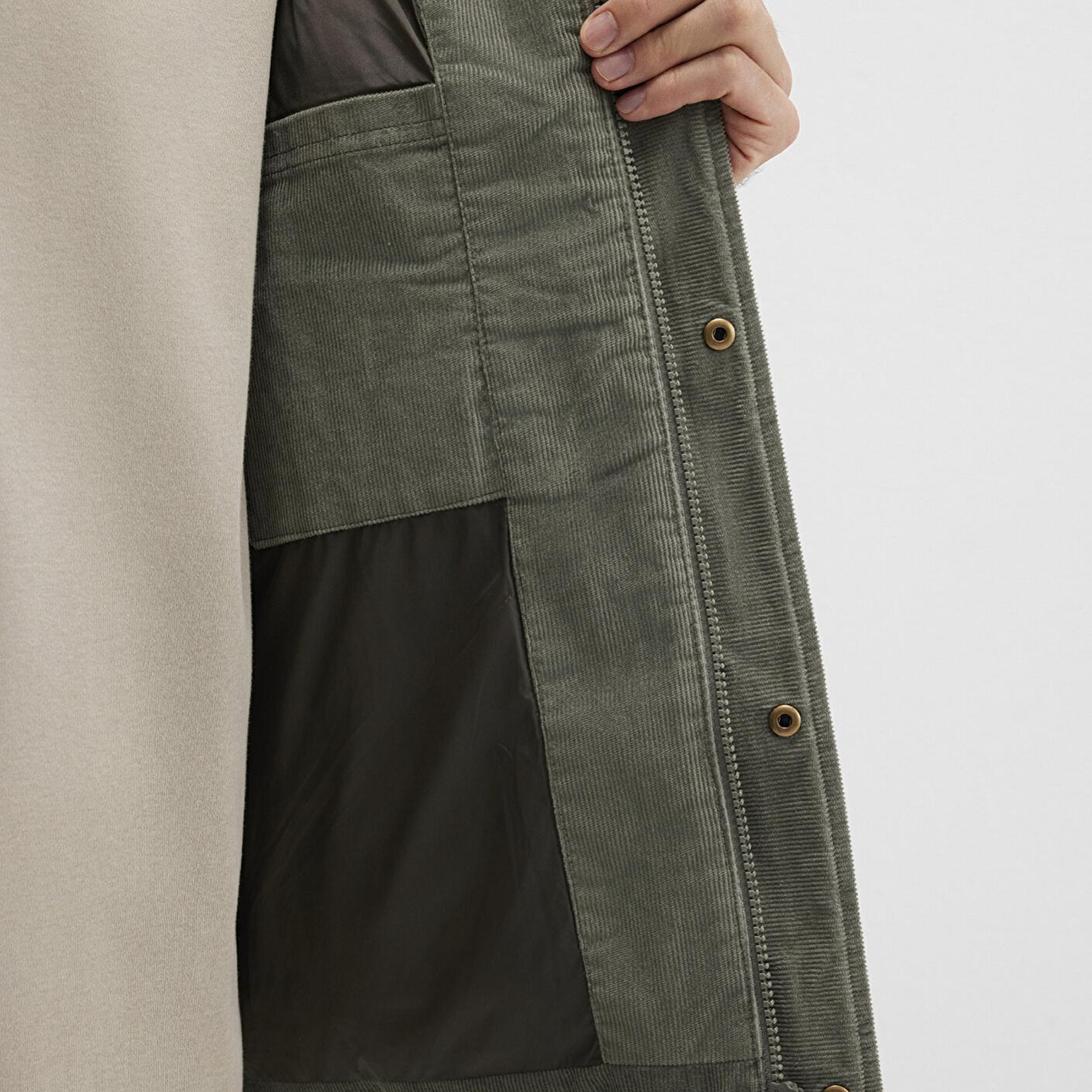 Mavi Dik Yaka Yeşil Kadife Ceket Loose Fit / Bol Rahat Kesim 0110476-85485