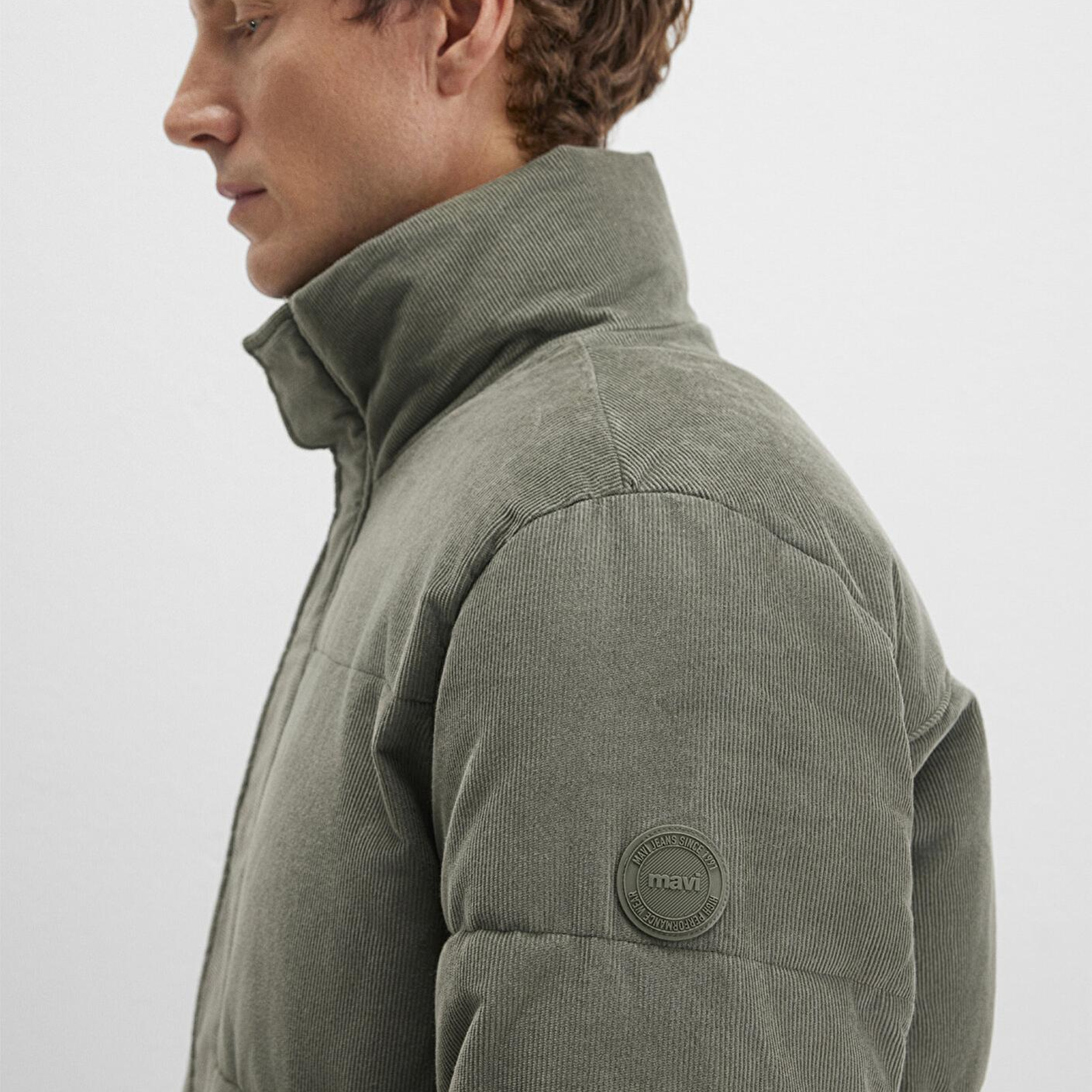 Mavi Dik Yaka Yeşil Kadife Ceket Loose Fit / Bol Rahat Kesim 0110476-85485