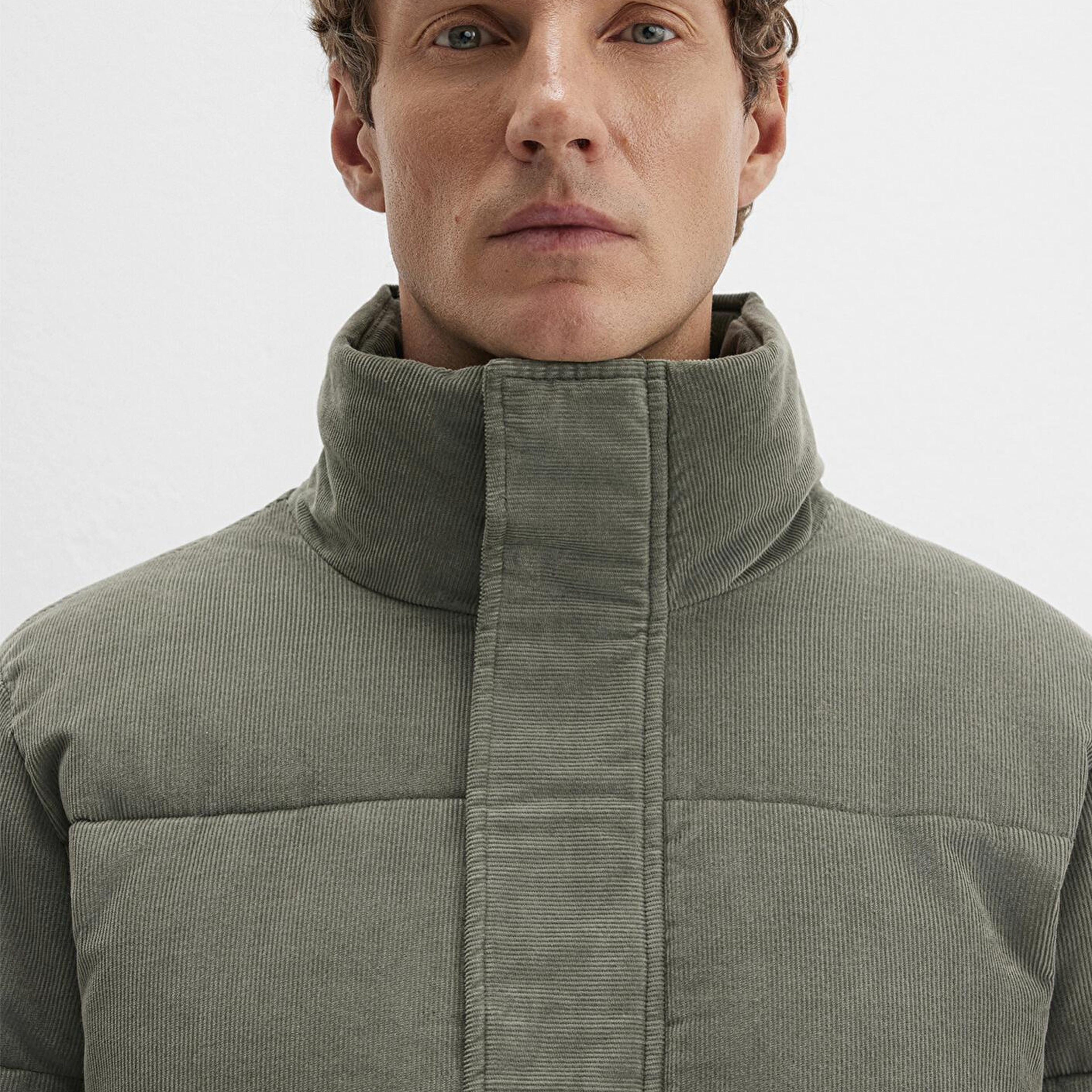 Mavi Dik Yaka Yeşil Kadife Ceket Loose Fit / Bol Rahat Kesim 0110476-85485