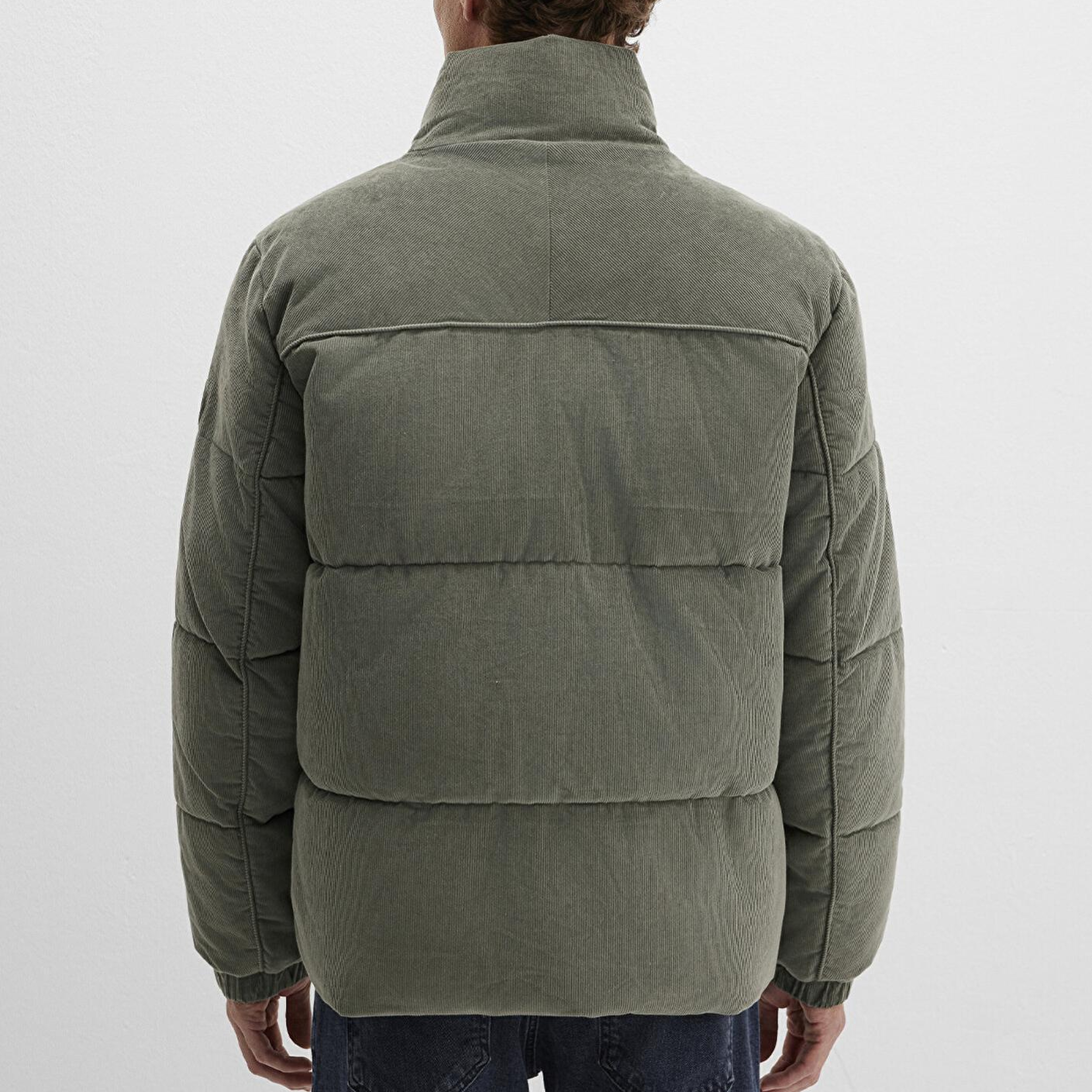 Mavi Dik Yaka Yeşil Kadife Ceket Loose Fit / Bol Rahat Kesim 0110476-85485