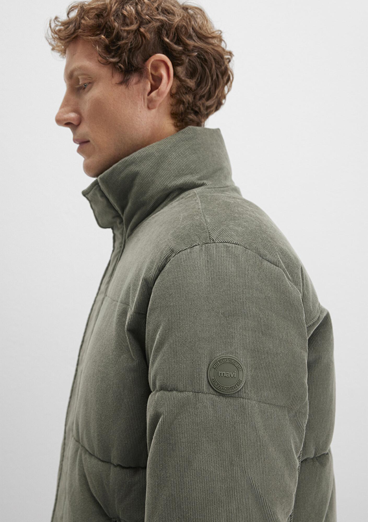 Mavi Dik Yaka Yeşil Kadife Ceket Loose Fit / Bol Rahat Kesim 0110476-85485