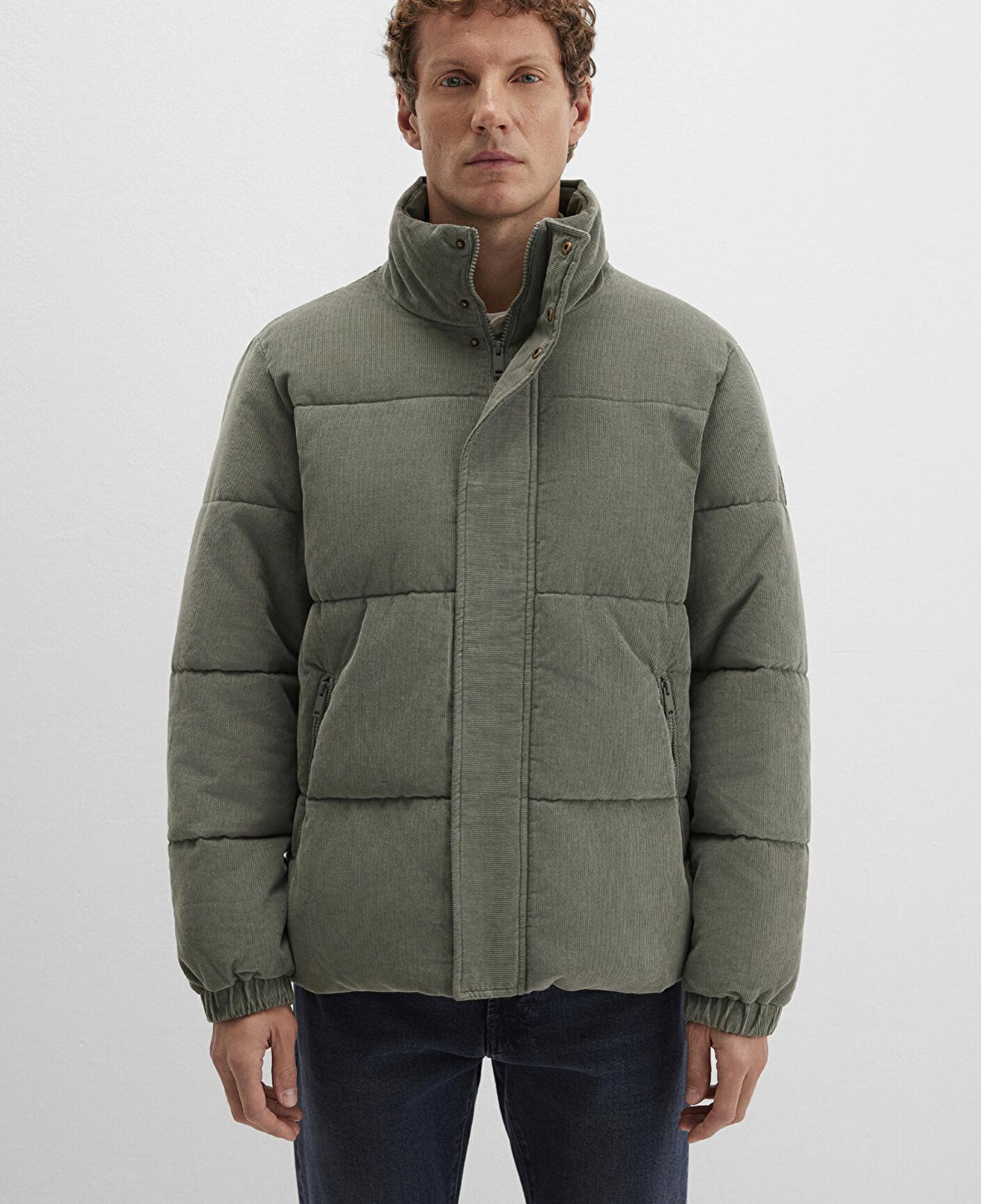 Mavi Dik Yaka Yeşil Kadife Ceket Loose Fit / Bol Rahat Kesim 0110476-85485