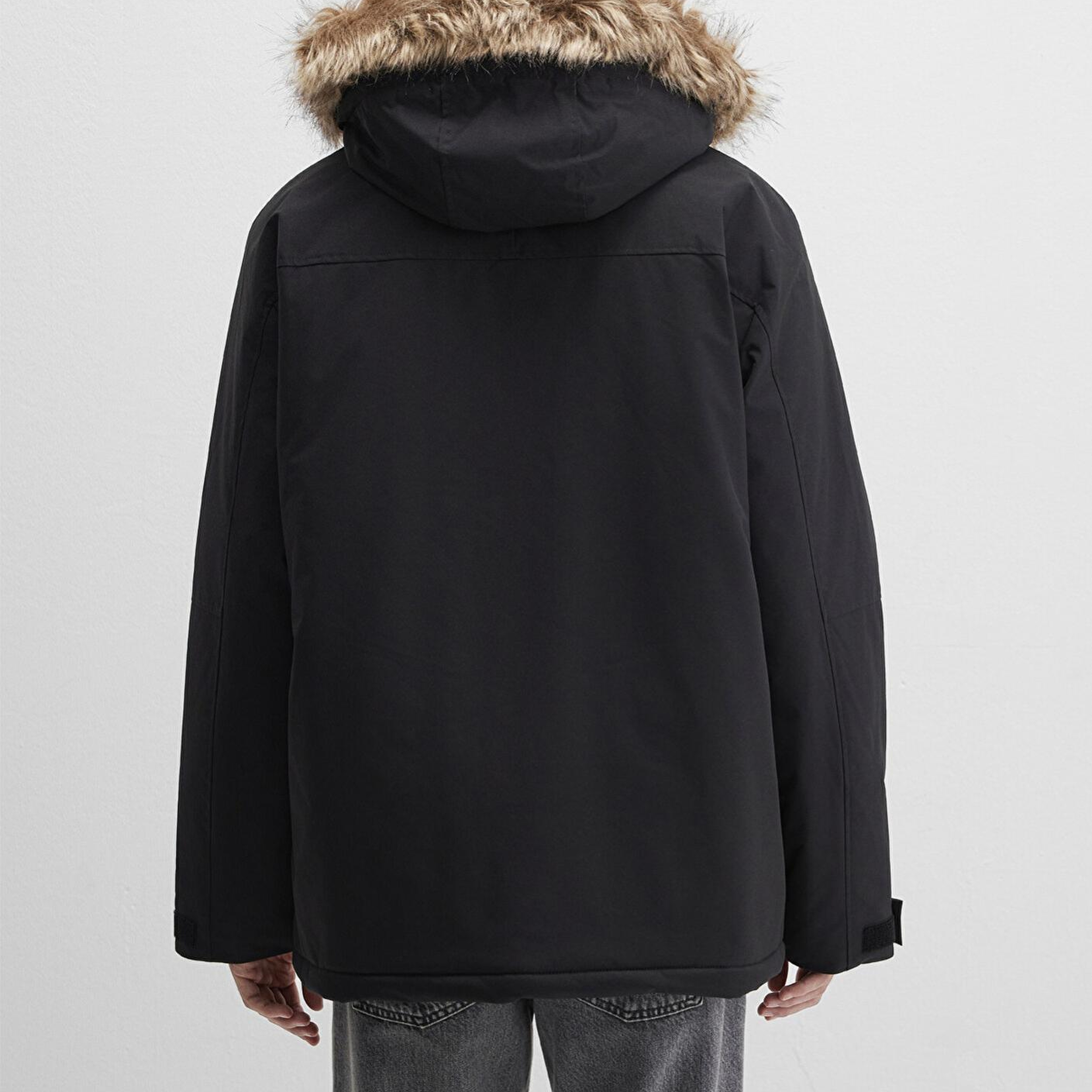 Mavi Kapüşonlu Siyah Parka Loose Fit / Bol Rahat Kesim 0110472-900