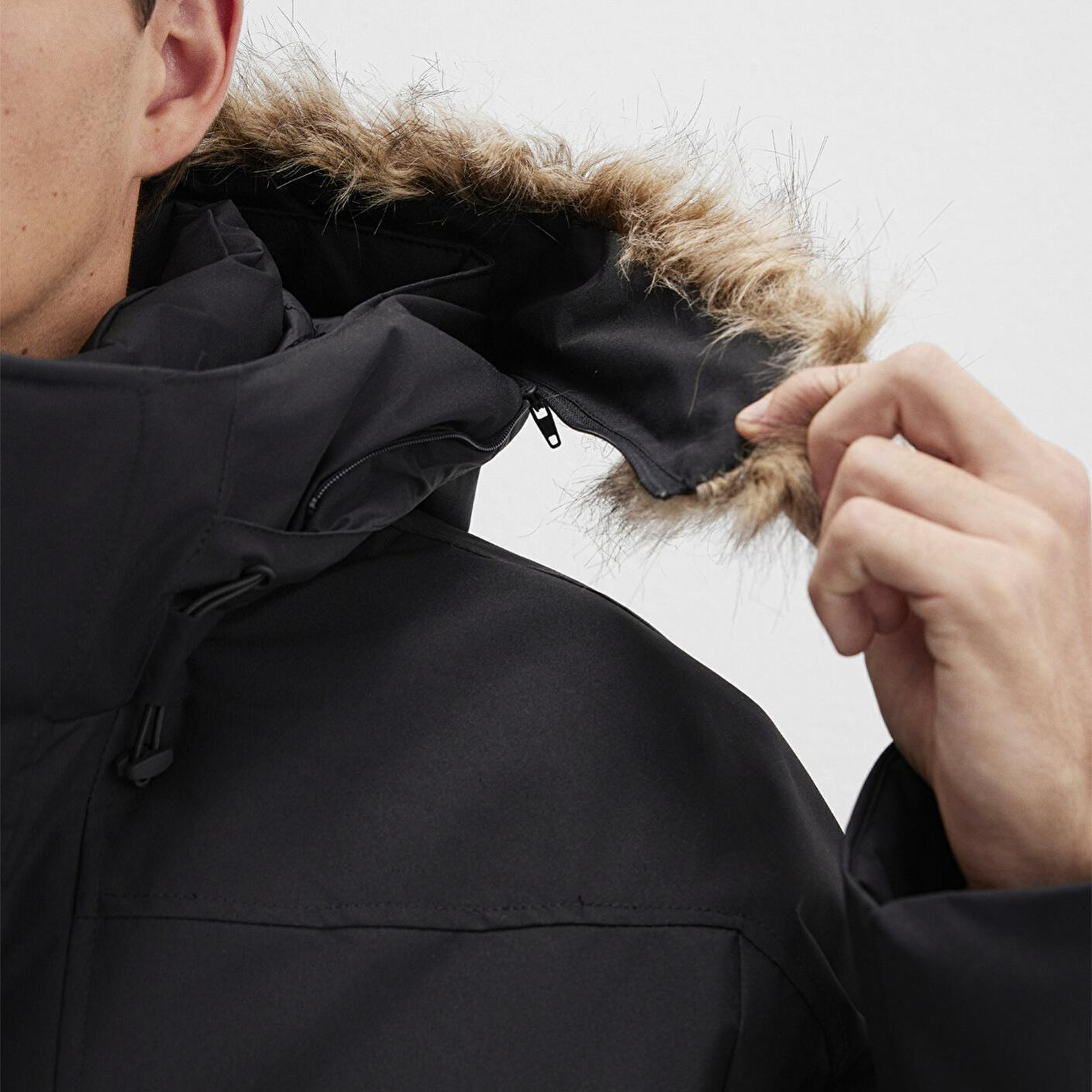 Mavi Kapüşonlu Siyah Parka Loose Fit / Bol Rahat Kesim 0110472-900