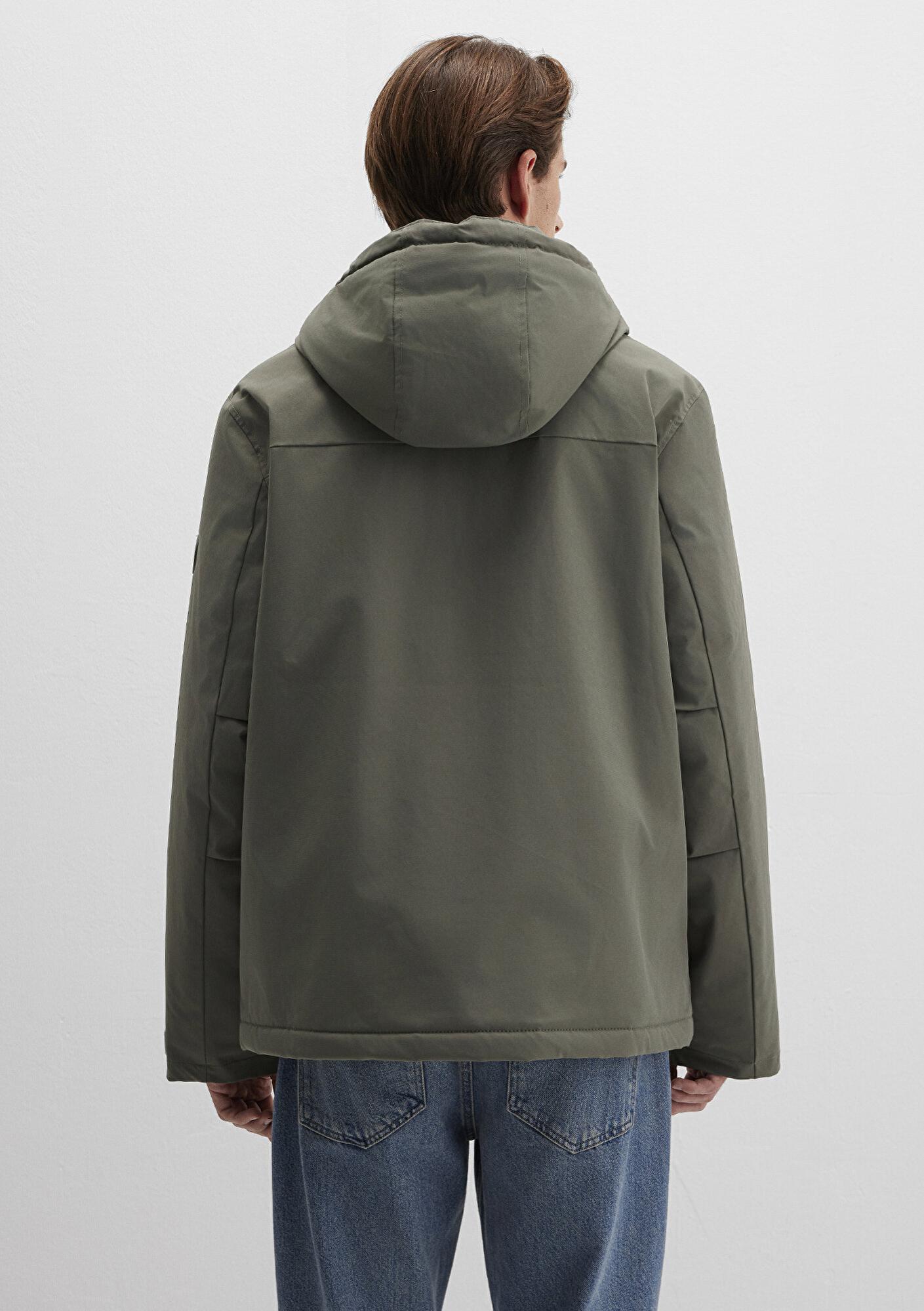 Mavi Kapüşonlu Yeşil Ceket Loose Fit / Bol Rahat Kesim 0110468-85485