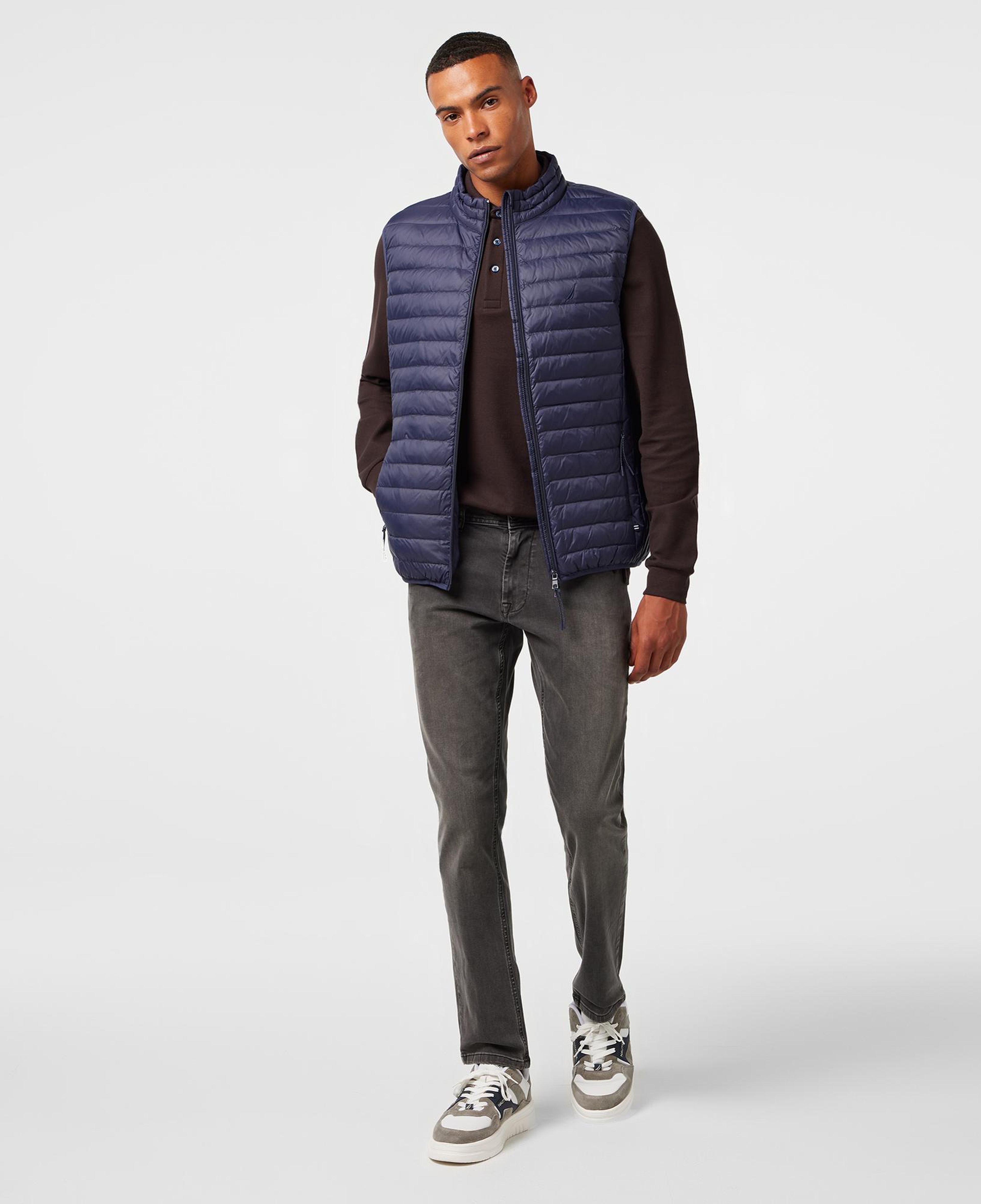 Nautica Erkek Lacivert Su Kaydırma Özellikli Kaz Tüyü Yelek