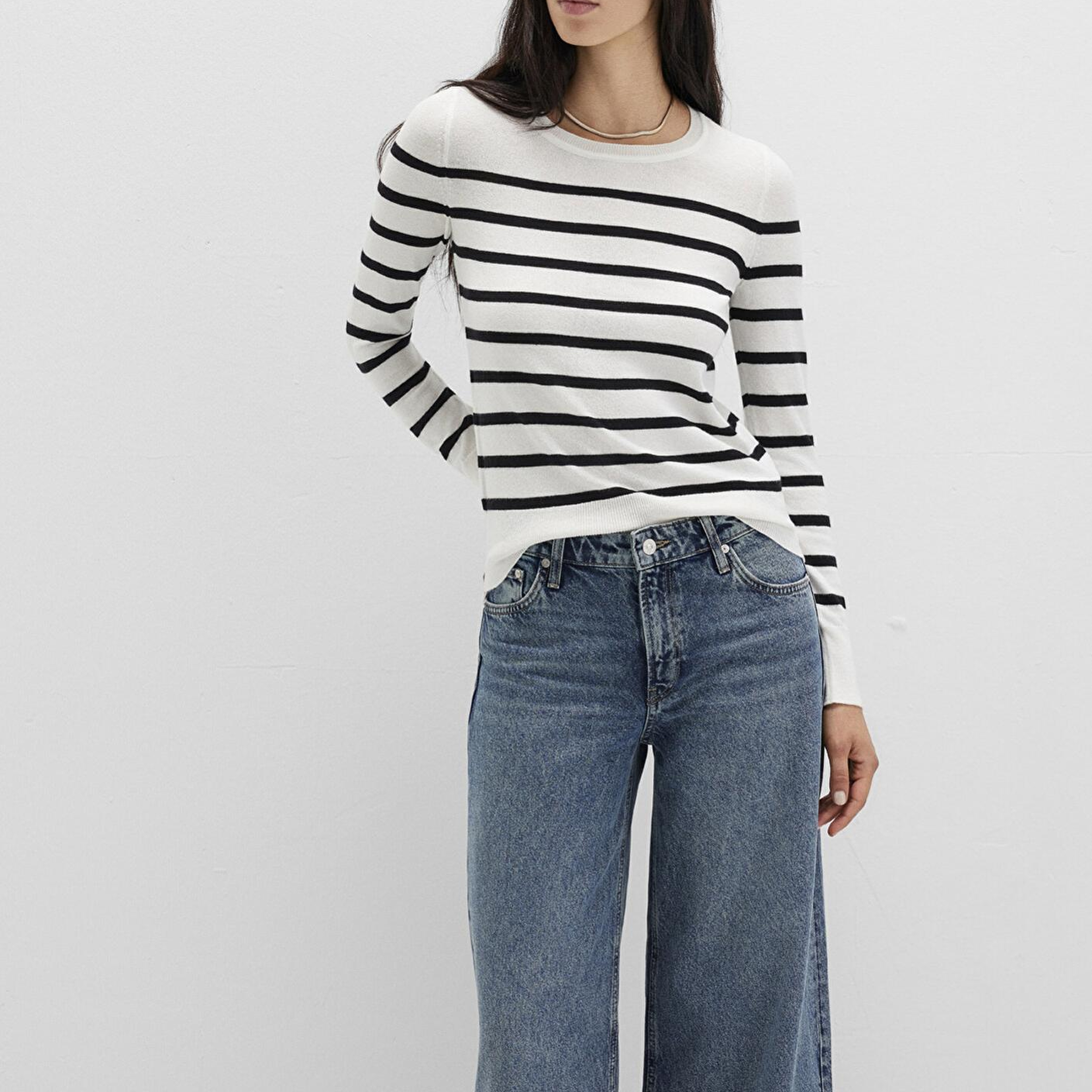 Mavi Bisiklet Yaka Çizgili Siyah Kazak Slim Fit / Dar Kesim 1710545-85407