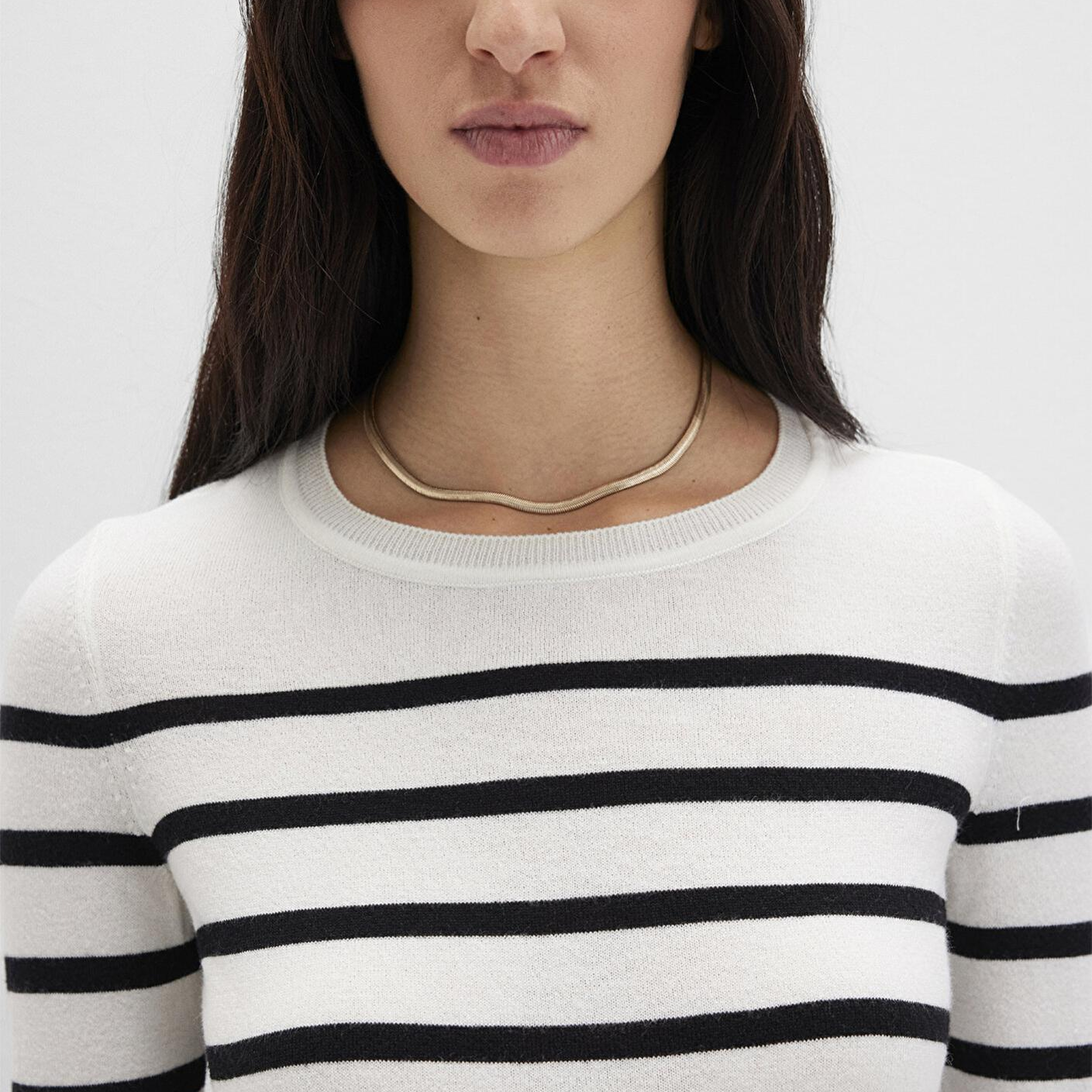 Mavi Bisiklet Yaka Çizgili Siyah Kazak Slim Fit / Dar Kesim 1710545-85407