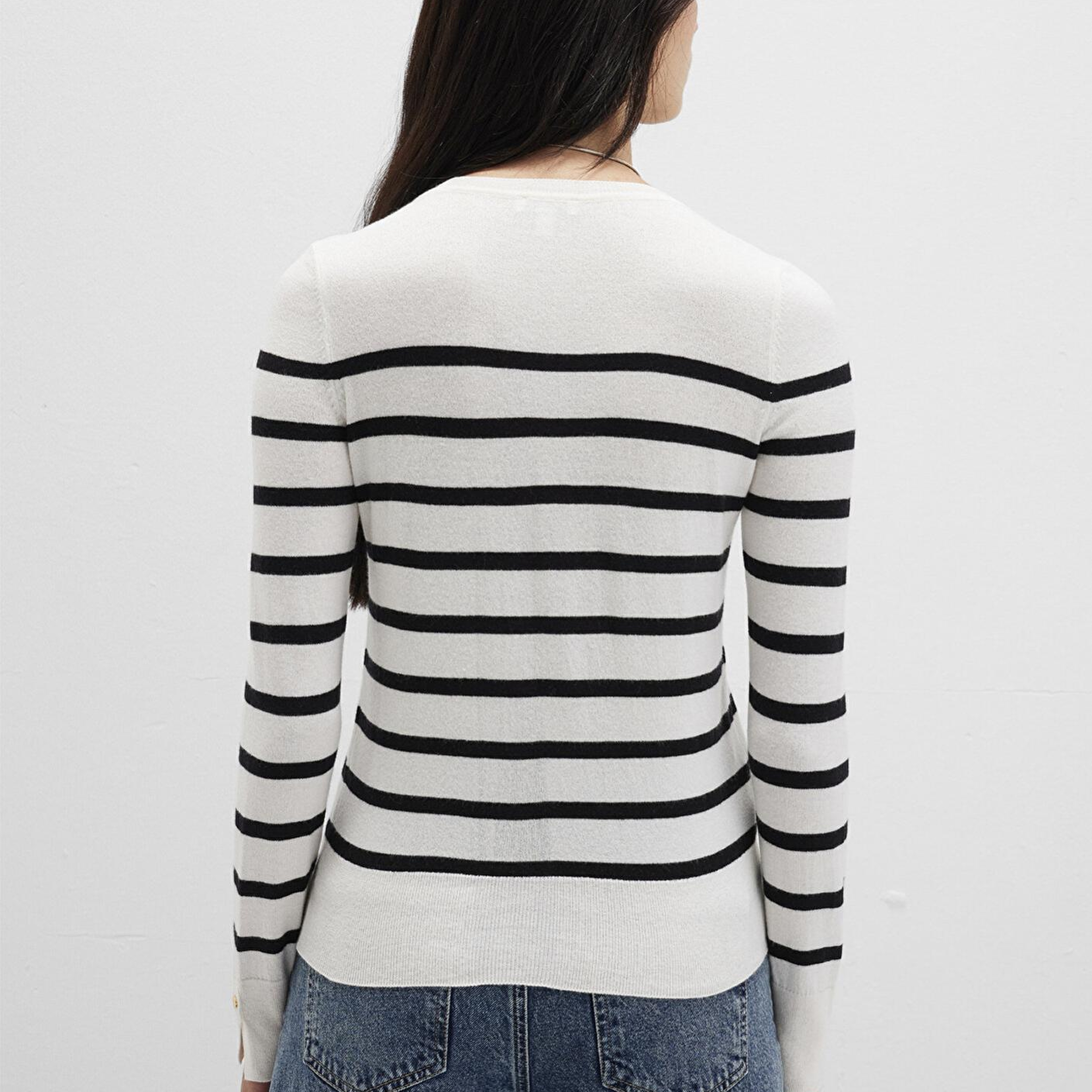 Mavi Bisiklet Yaka Çizgili Siyah Kazak Slim Fit / Dar Kesim 1710545-85407