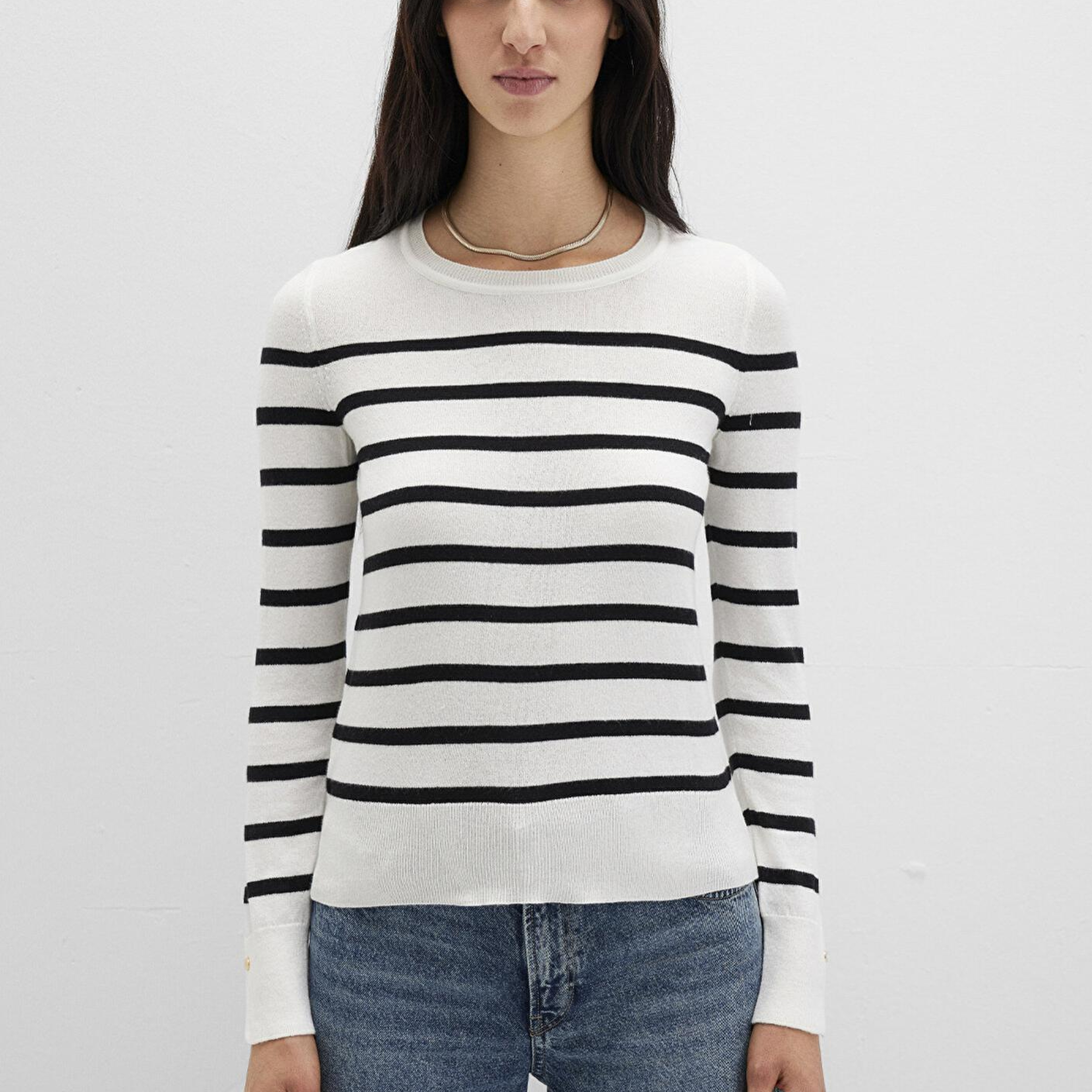 Mavi Bisiklet Yaka Çizgili Siyah Kazak Slim Fit / Dar Kesim 1710545-85407