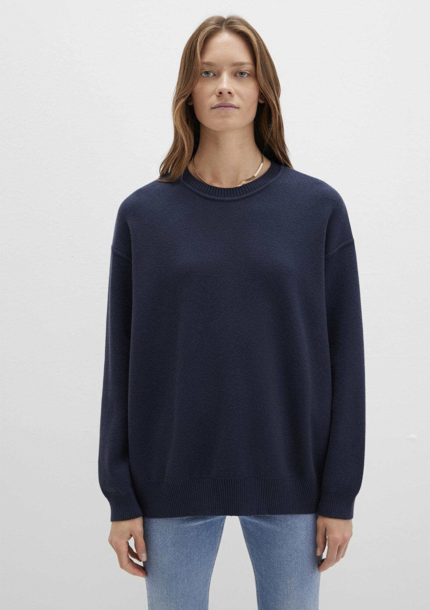 Mavi Bisiklet Yaka Lacivert Kazak Oversize / Geniş Kesim 1710499-83699