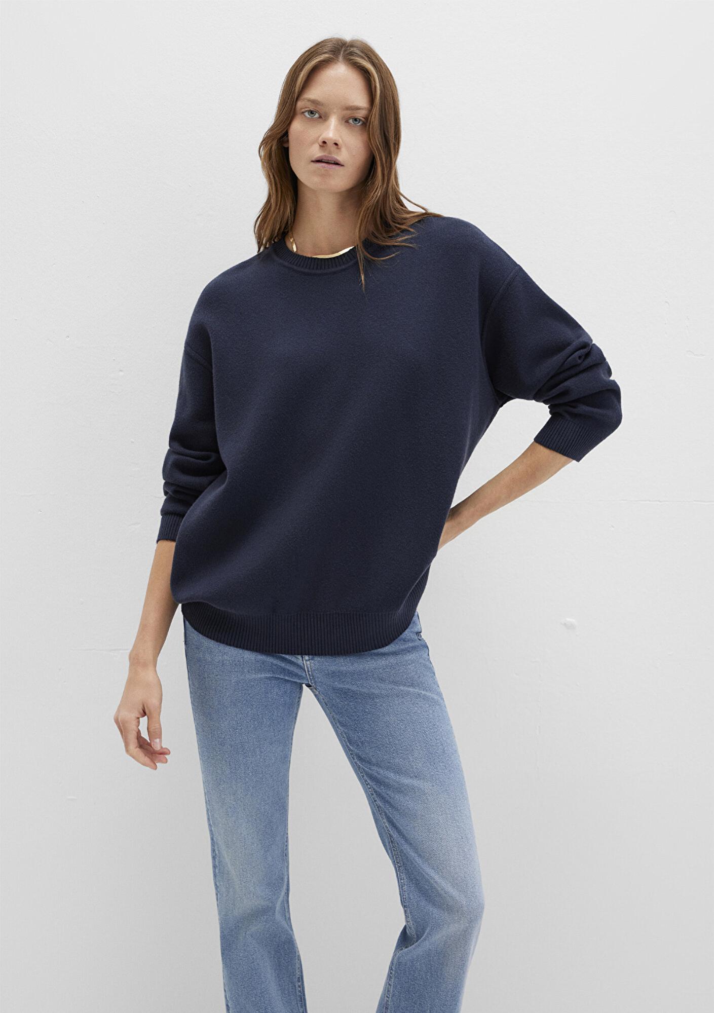 Mavi Bisiklet Yaka Lacivert Kazak Oversize / Geniş Kesim 1710499-83699