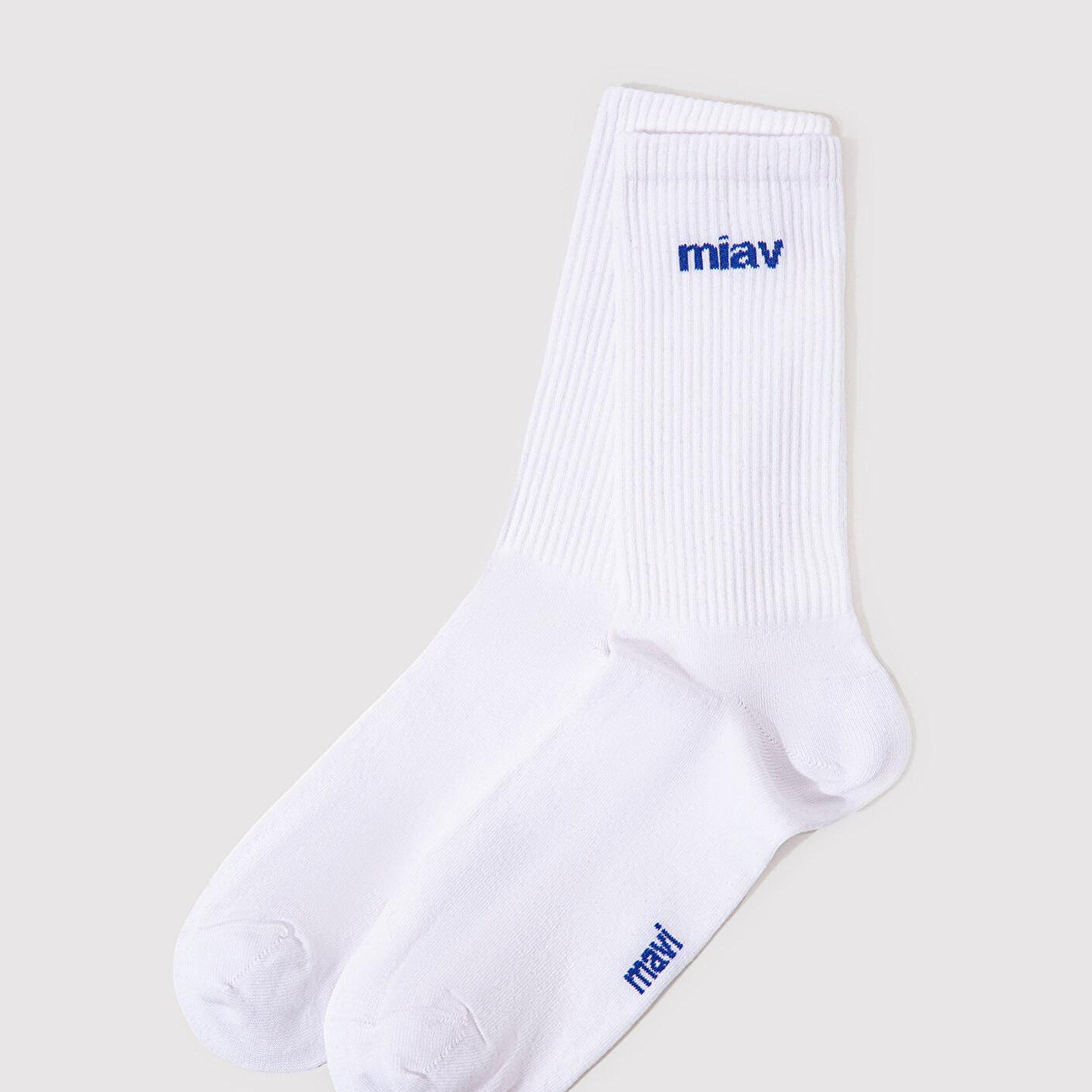 Mavi Miav Baskılı Beyaz Soket Çorap 0911440-620