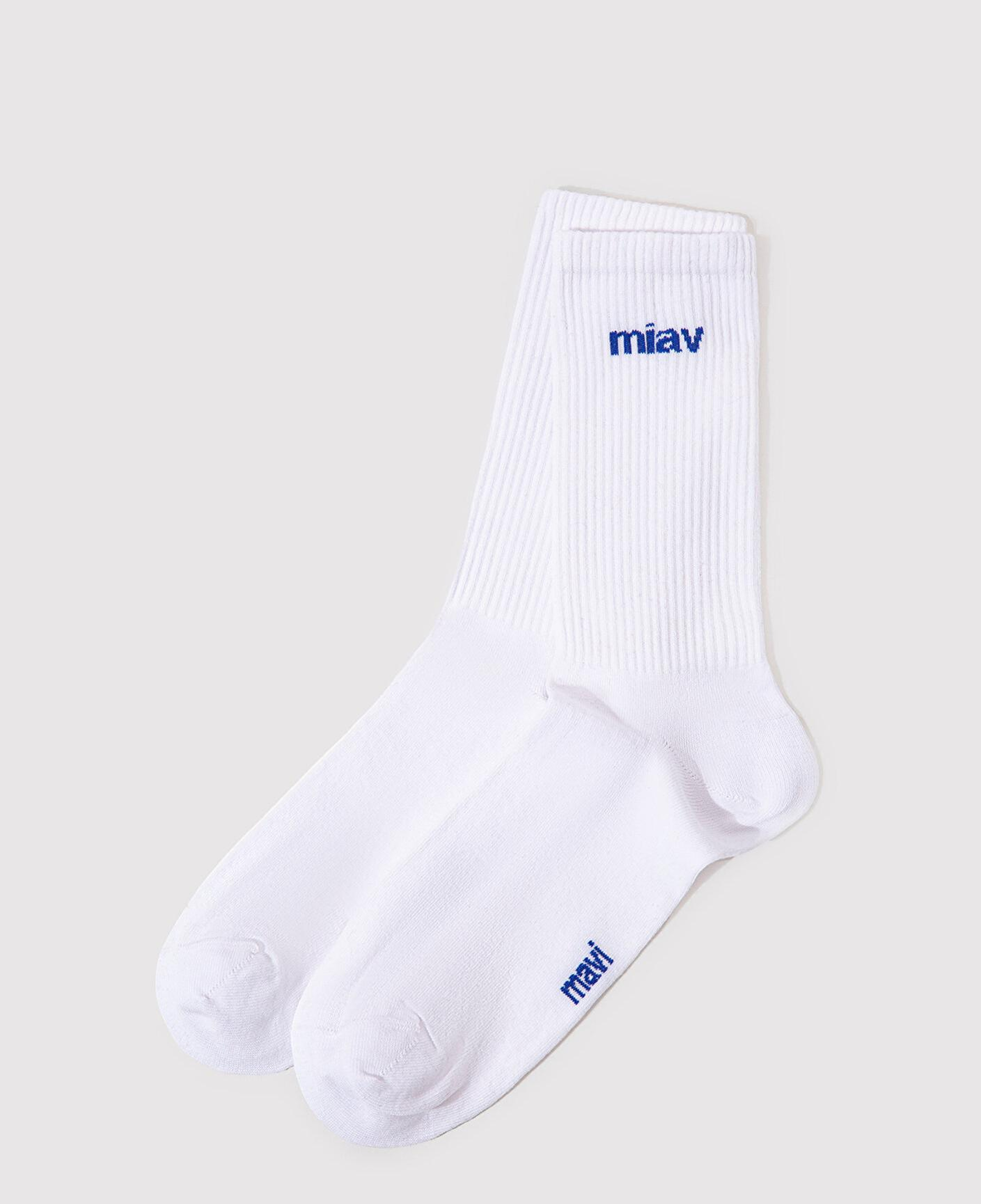 Mavi Miav Baskılı Beyaz Soket Çorap 0911440-620