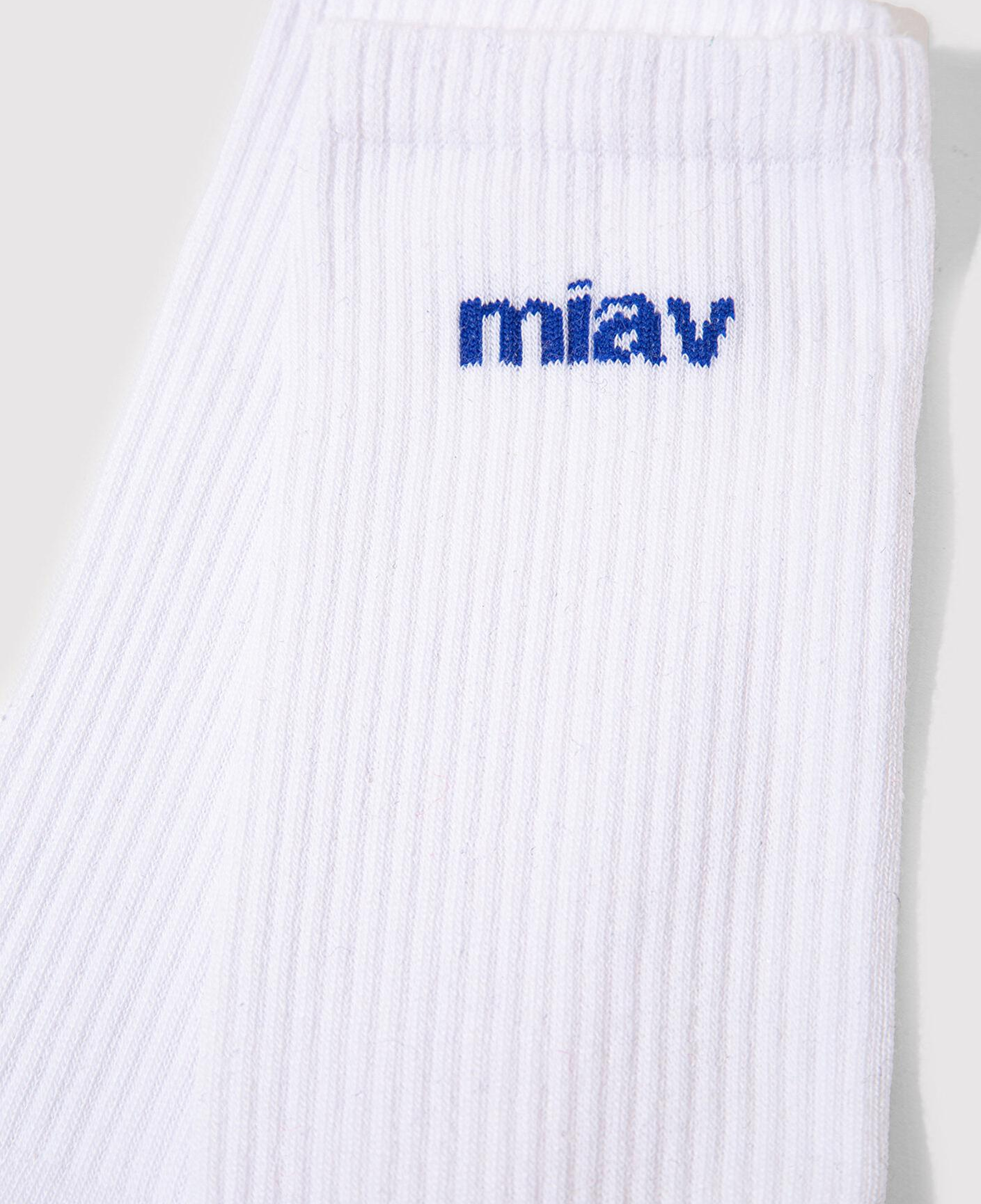 Mavi Miav Baskılı Beyaz Soket Çorap 0911440-620