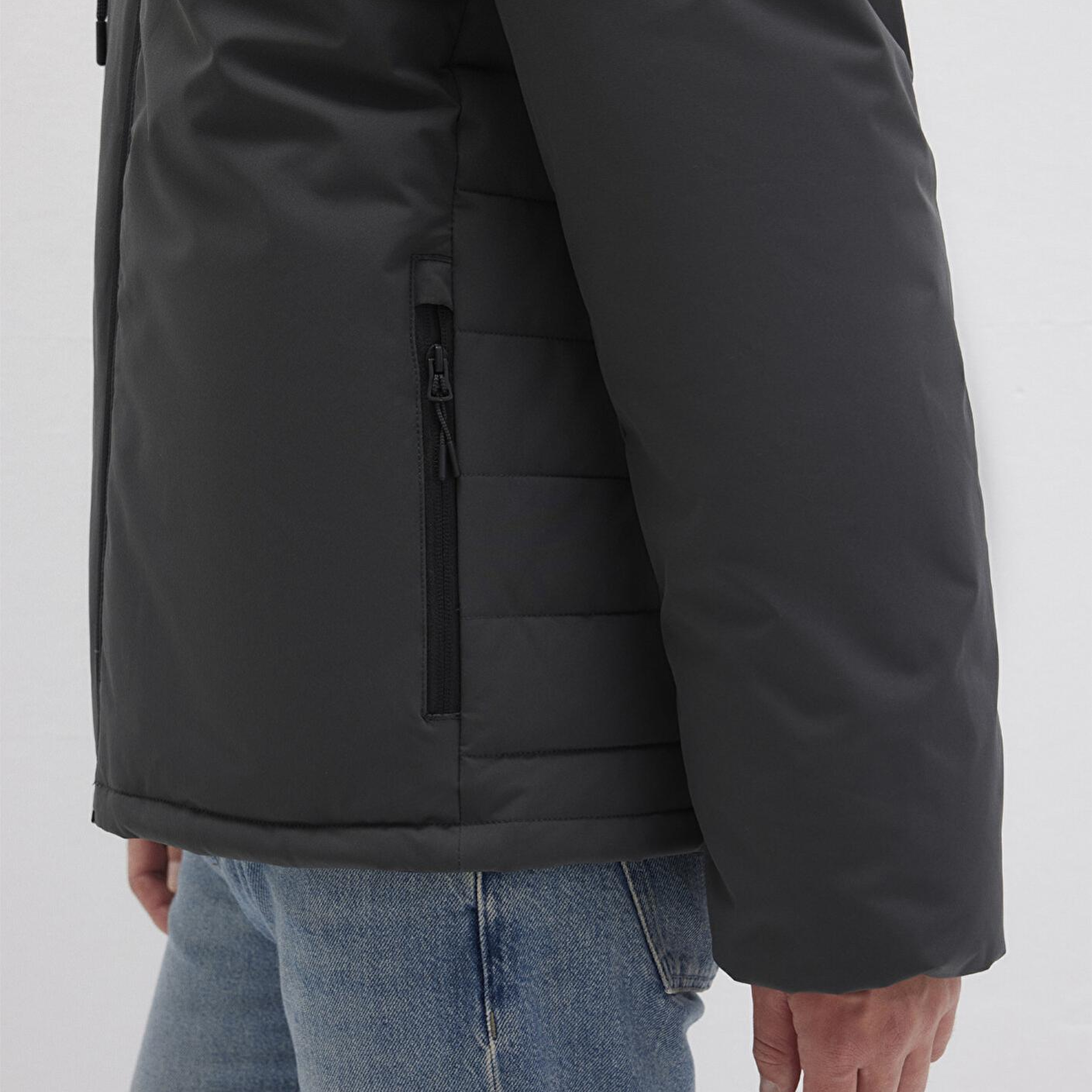 Mavi Kapüşonlu Antrasit Şişme Mont 0110352-86803