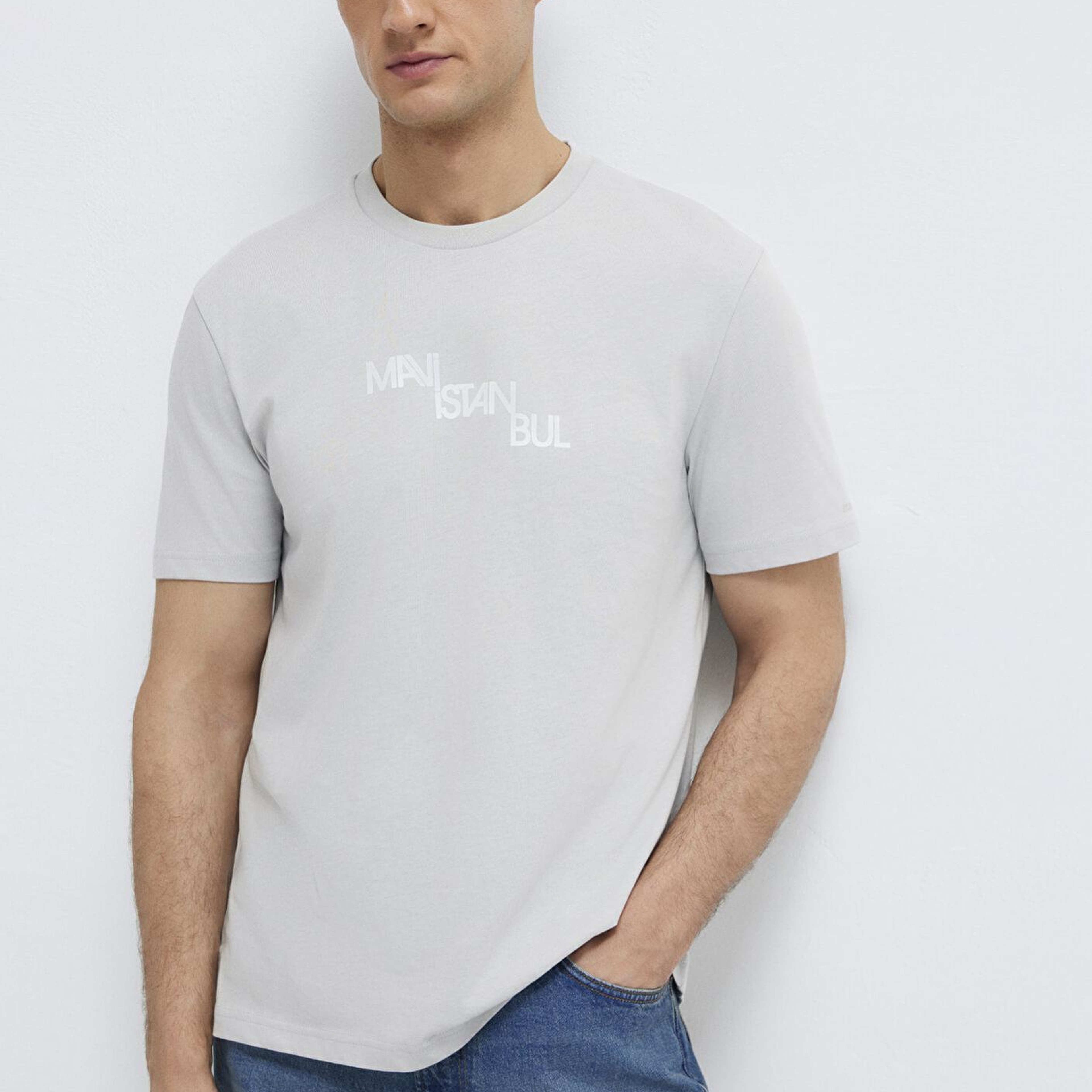 Mavi Mavi İstanbul Baskılı Gri Tişört Regular Fit / Normal Kesim 0612274-70075