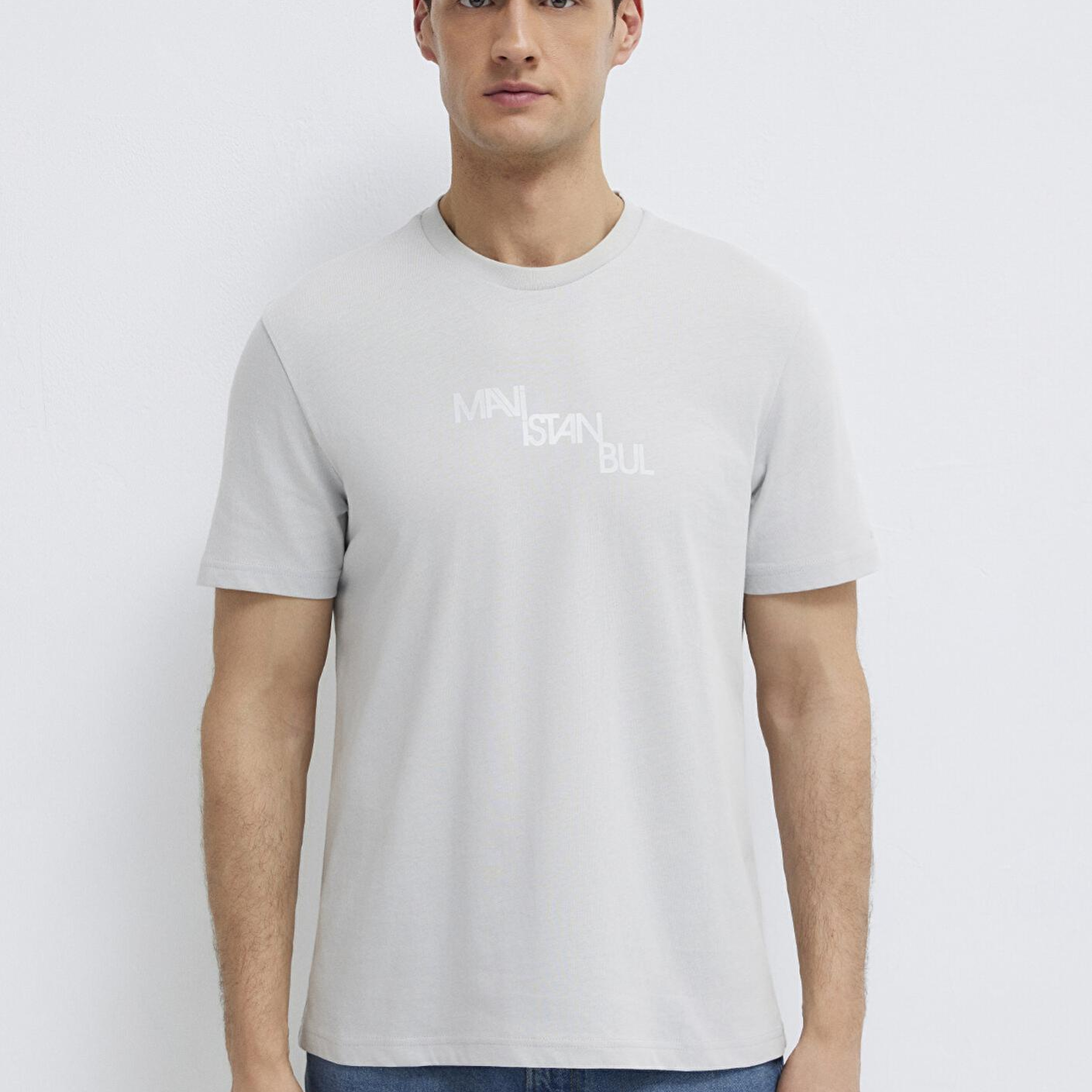 Mavi Mavi İstanbul Baskılı Gri Tişört Regular Fit / Normal Kesim 0612274-70075
