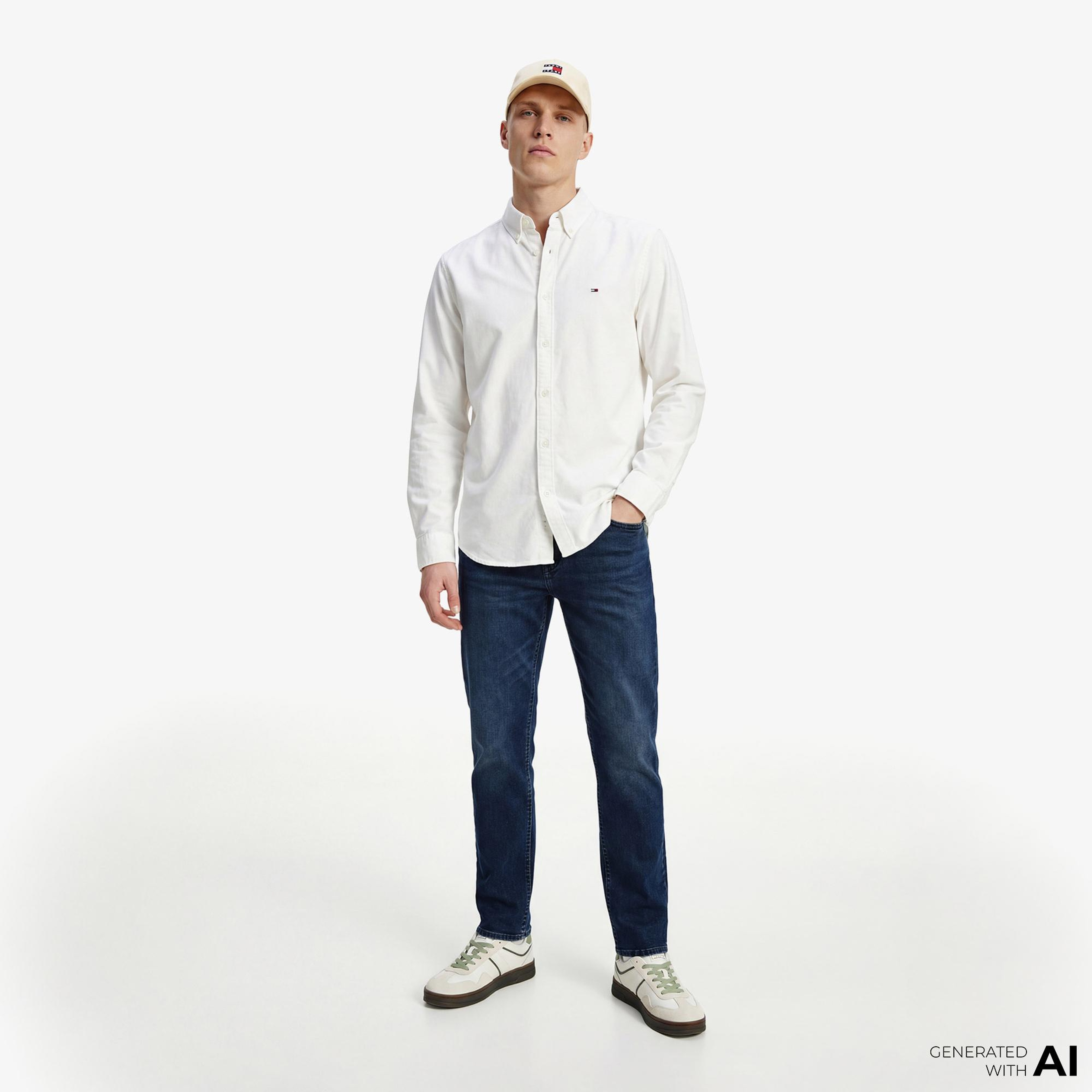 Tommy Hilfiger Oxford Erkek Beyaz Gömlek