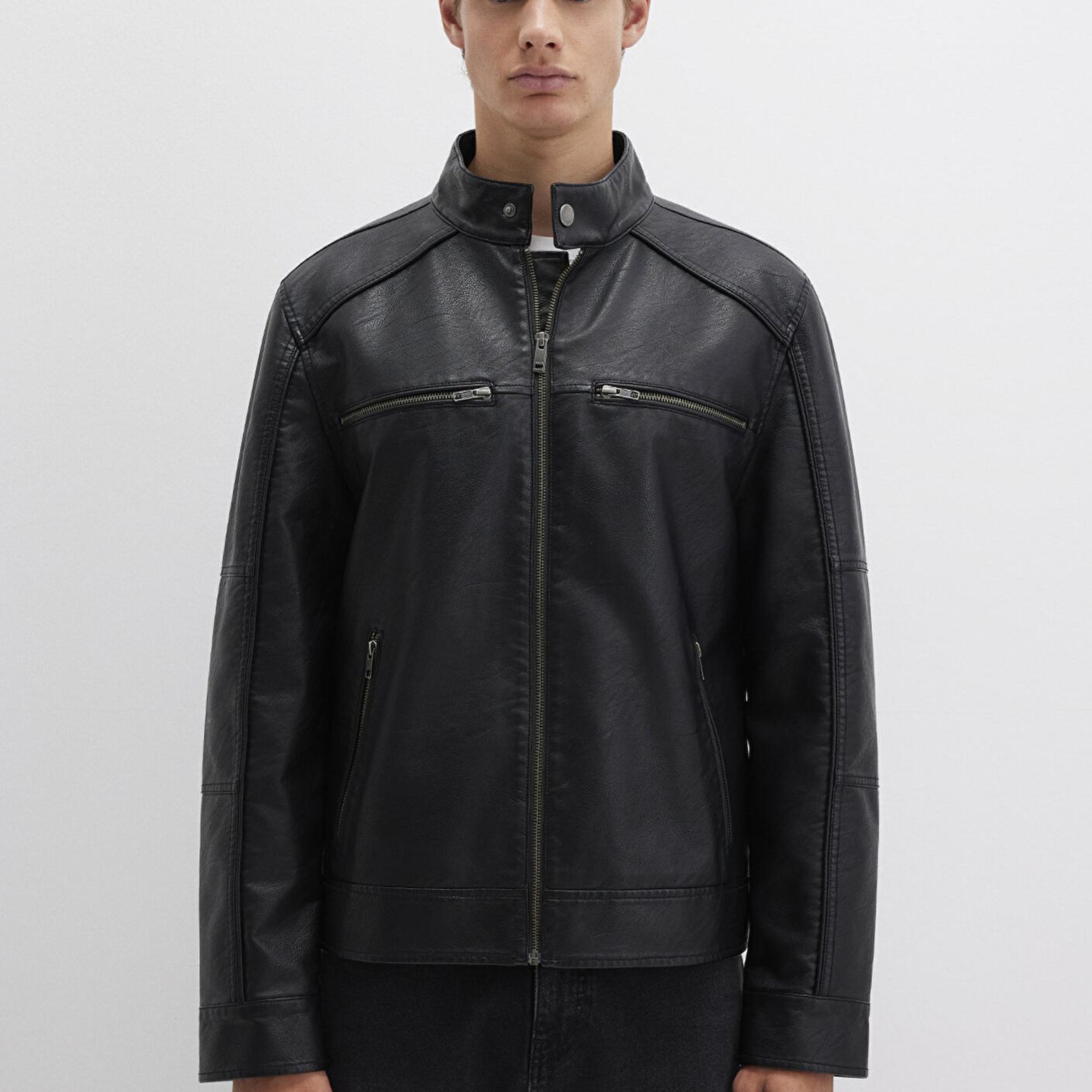 Mavi Siyah Suni Deri Ceket Slim Fit / Dar Kesim 0110438-71379