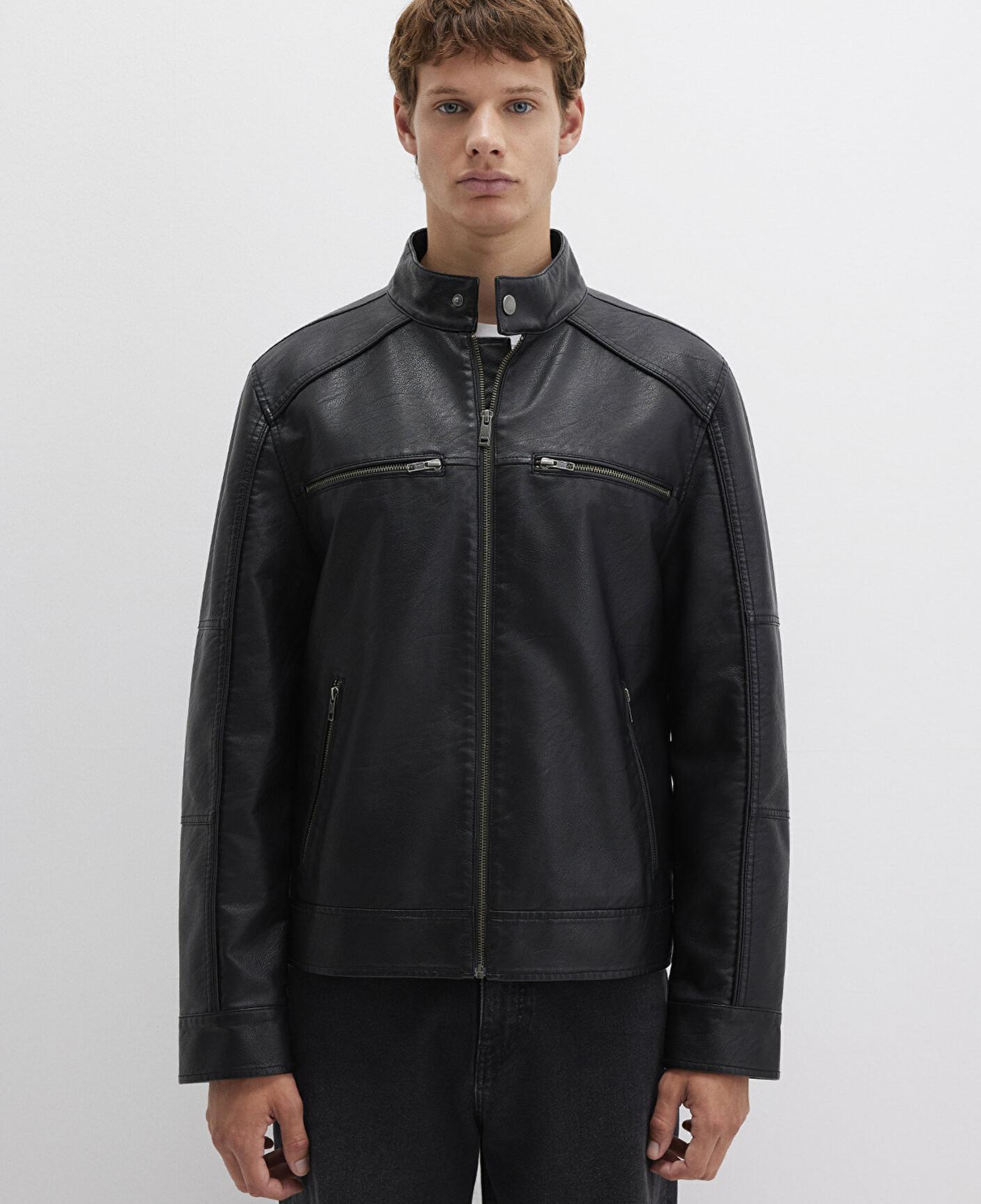 Mavi Siyah Suni Deri Ceket Slim Fit / Dar Kesim 0110438-71379