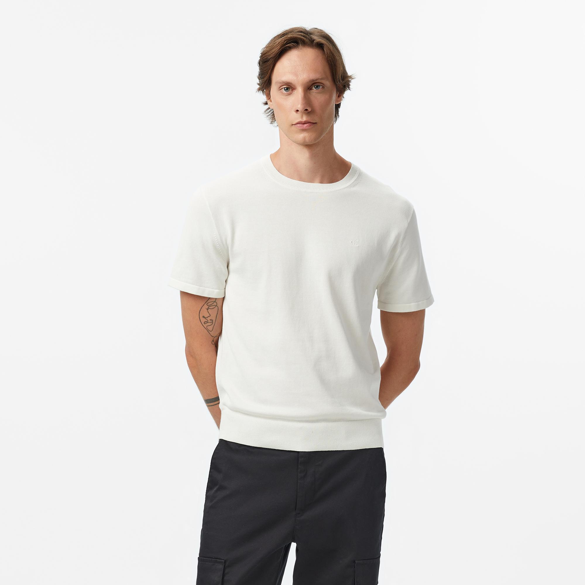 Calvin Klein Supima Erkek Beyaz Triko