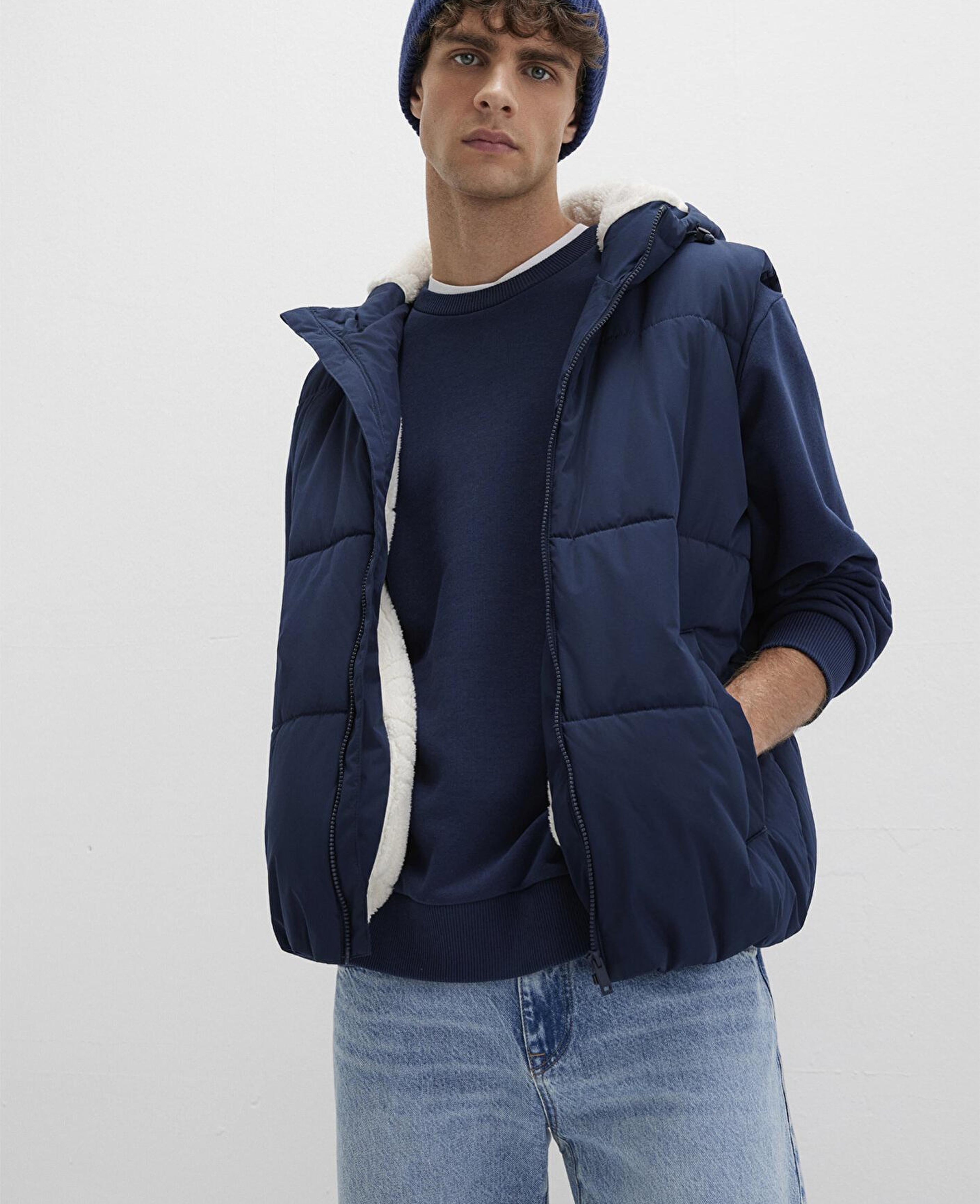 Mavi Kapüşonlu Lacivert Şişme Yelek Regular Fit / Normal Kesim 0110455-82318