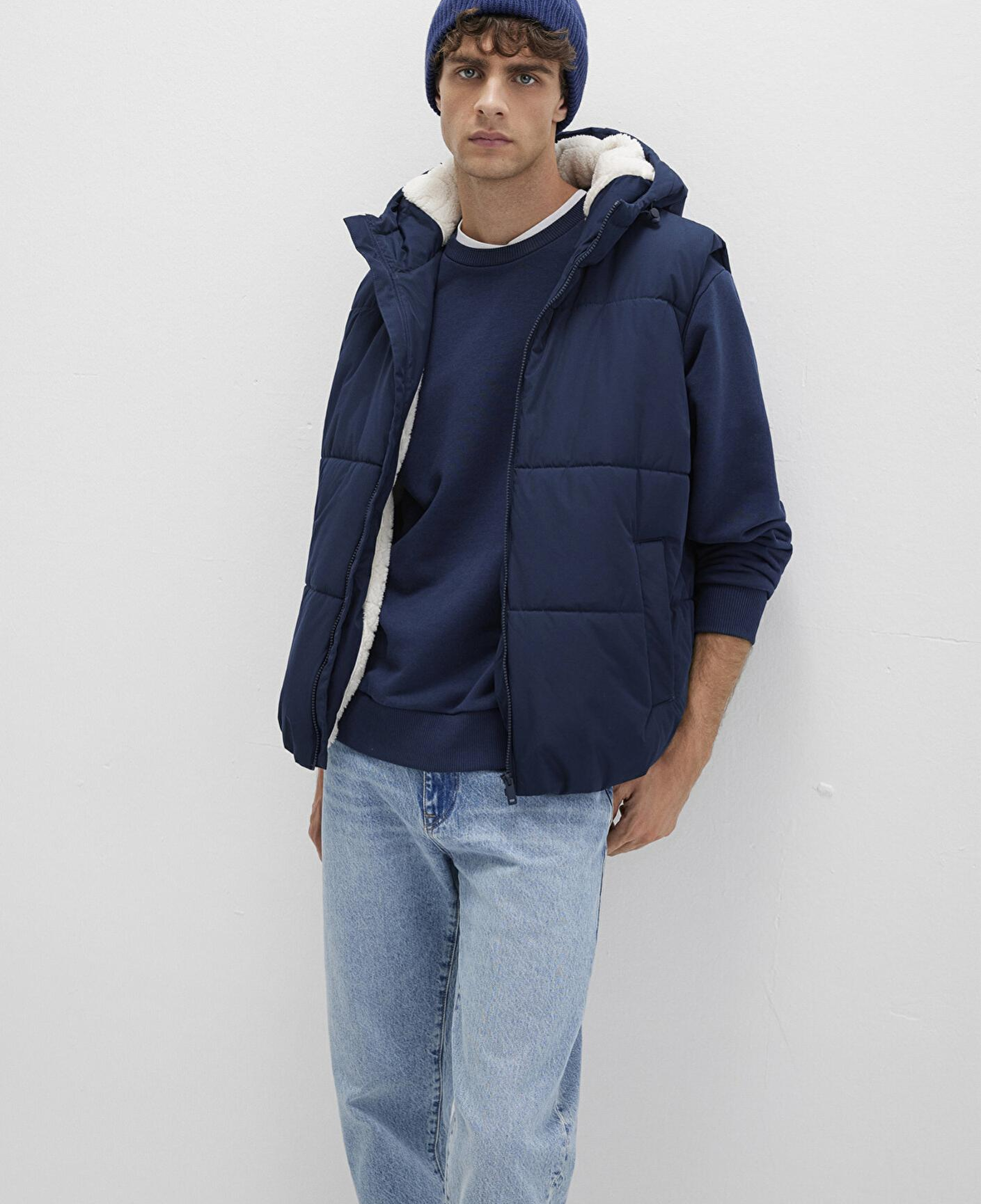 Mavi Kapüşonlu Lacivert Şişme Yelek Regular Fit / Normal Kesim 0110455-82318