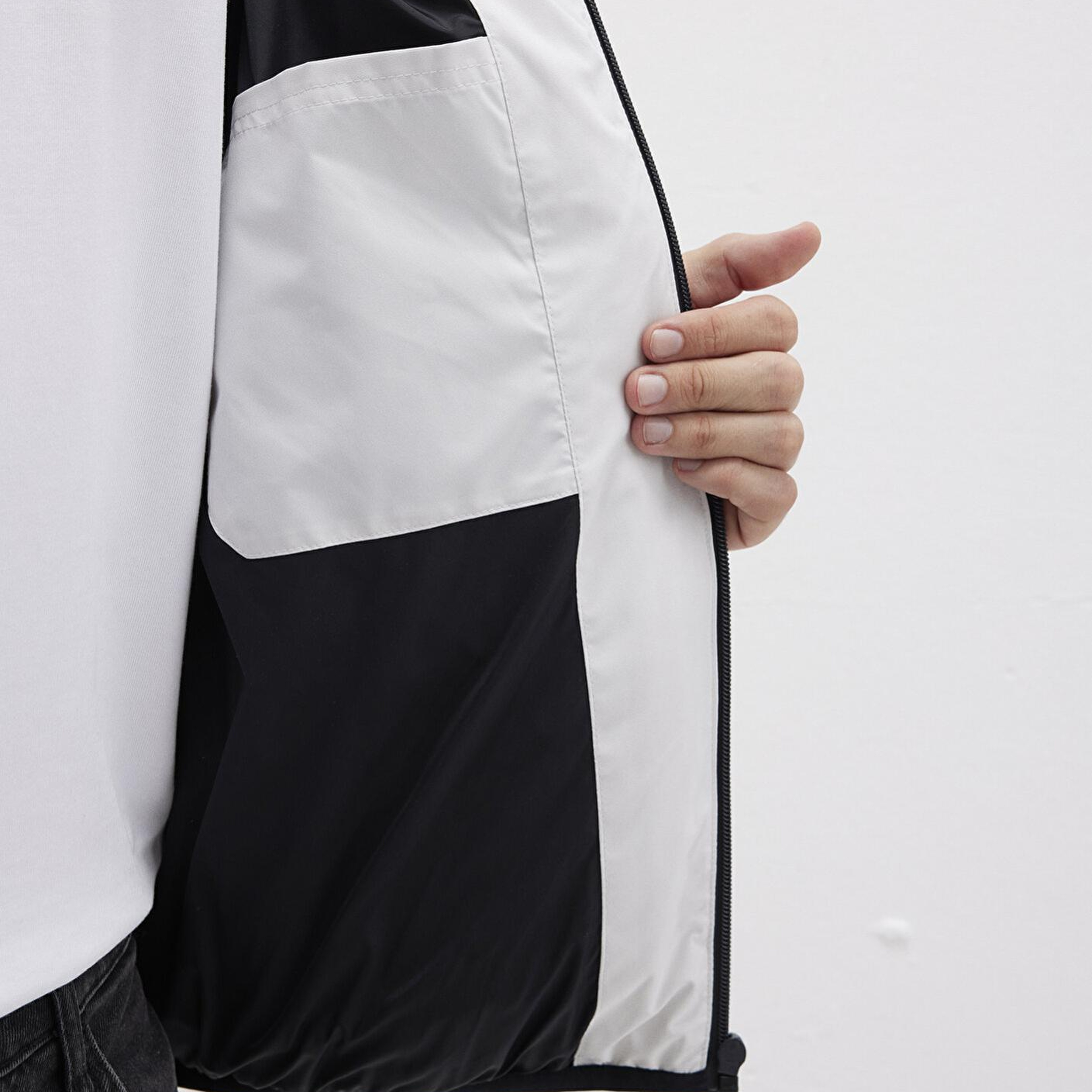 Mavi Kapüşonlu Gri Şişme Mont 0110360-83746