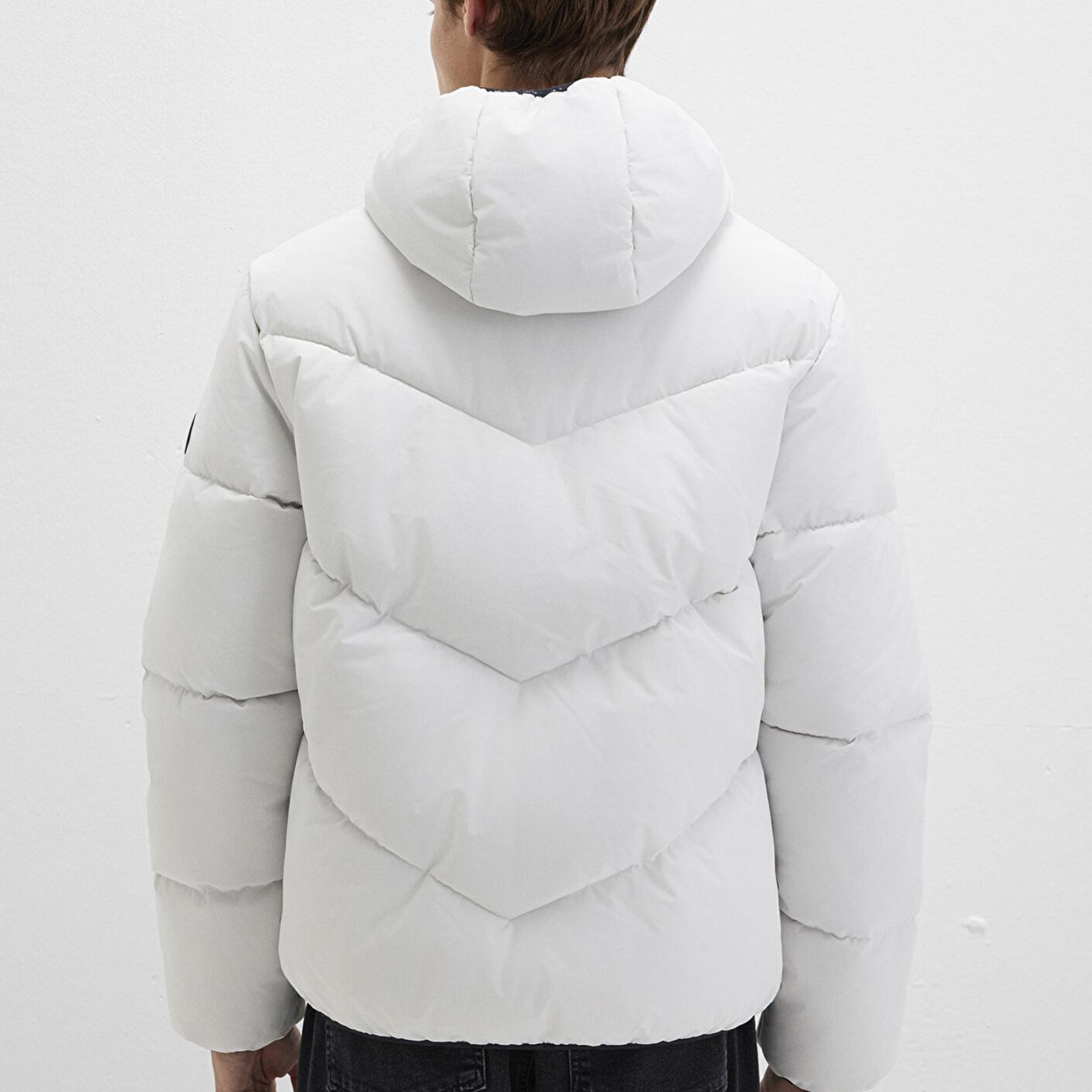 Mavi Kapüşonlu Gri Şişme Mont 0110360-83746