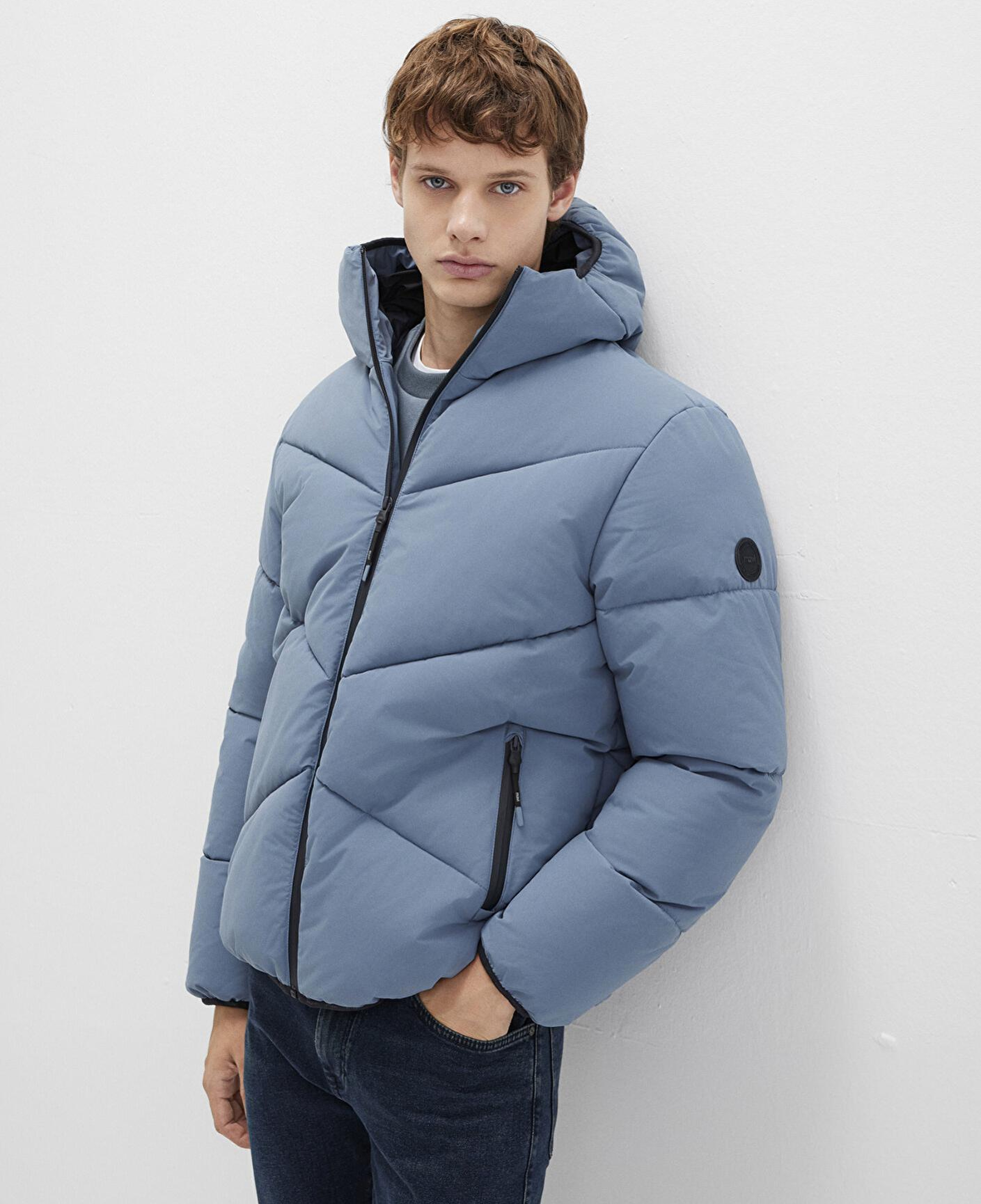 Mavi Kapüşonlu Mavi Şişme Mont 0110360-70782