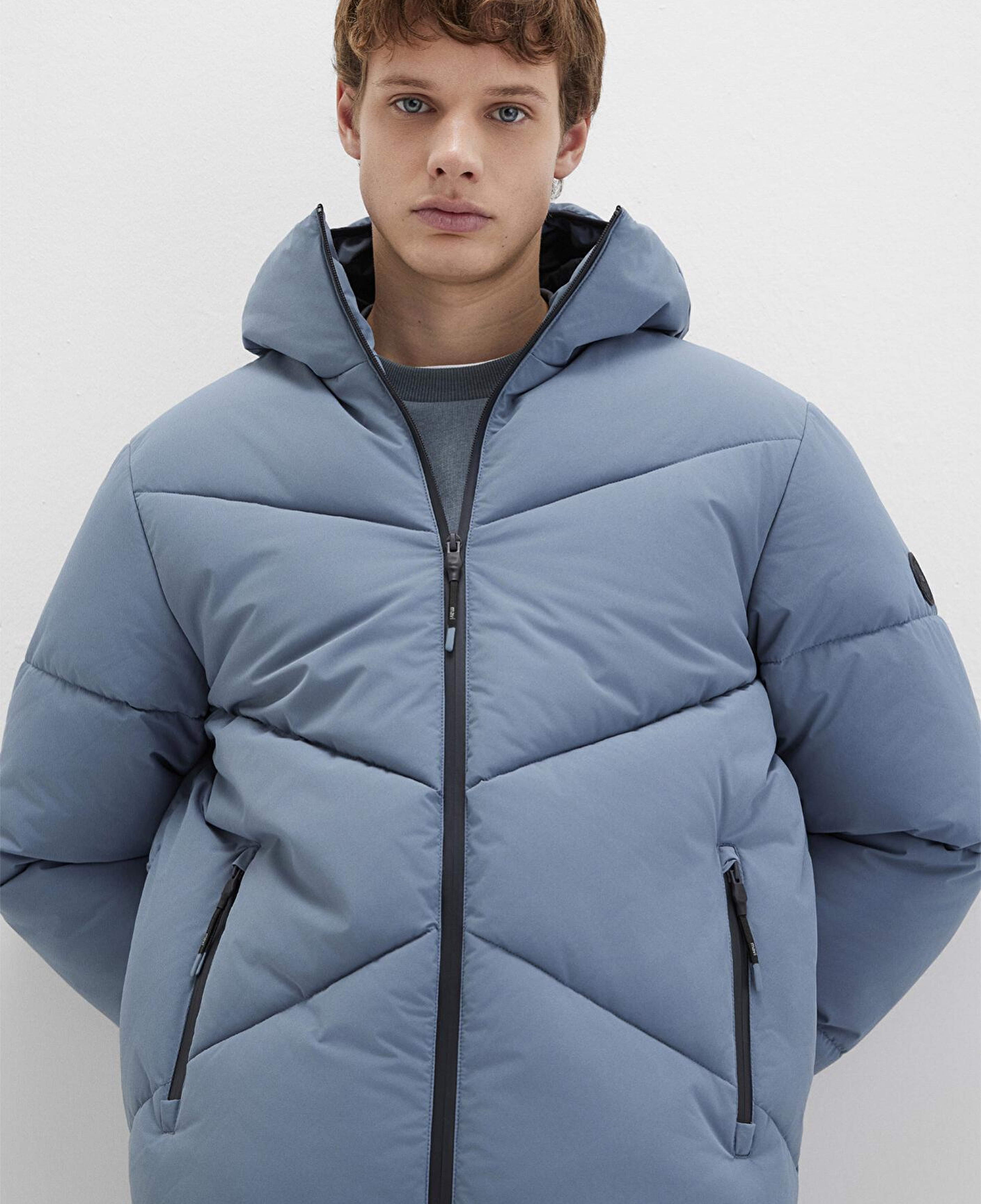 Mavi Kapüşonlu Mavi Şişme Mont 0110360-70782